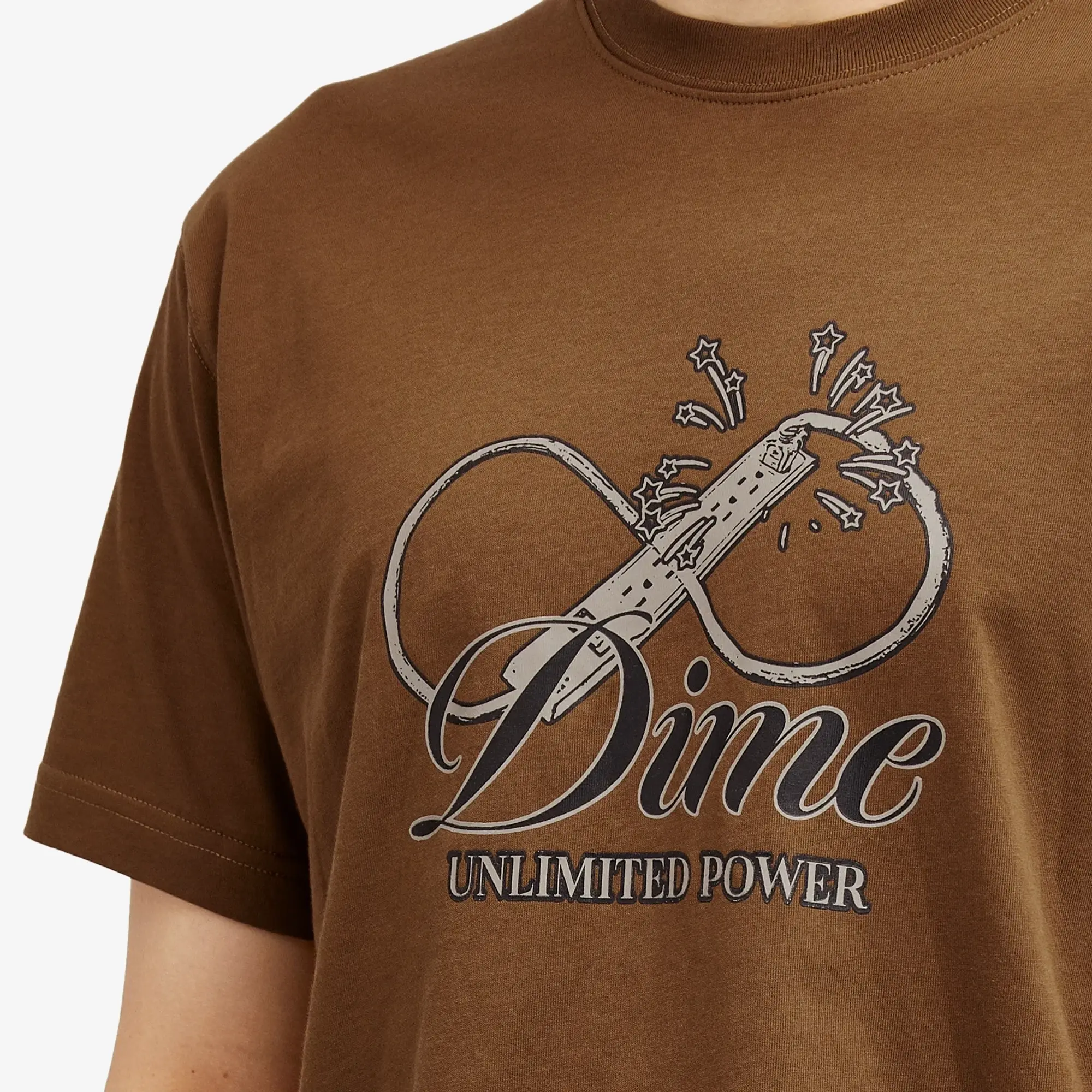 Dime Men's Cursive Power T-Shirt Dark Brown