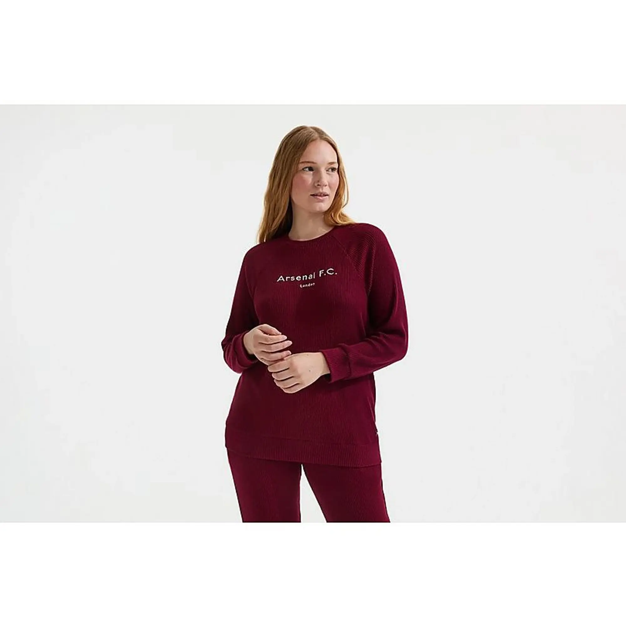 Arsenal Womens Ribbed Red Lounge Set, Multicolor