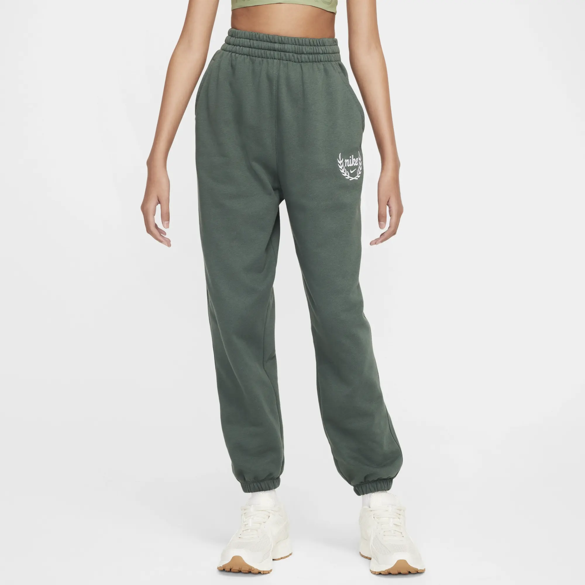 Nike Sportswear Club Fleece Girls' Loose Trousers - Green - Cotton/Polyester