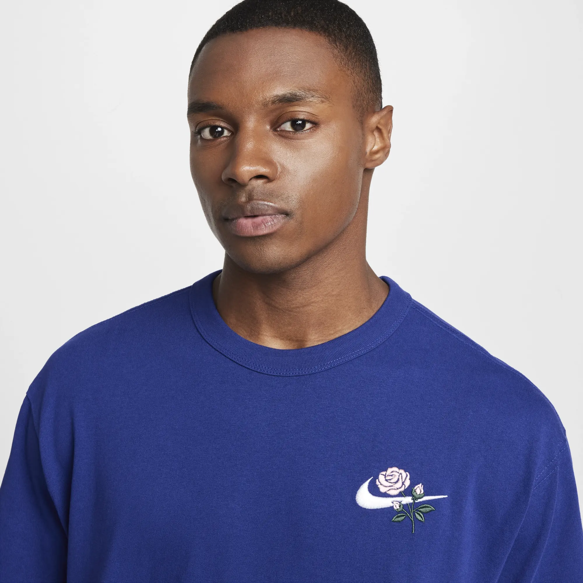 Nike Swoosh Floral Logo T-Shirt In Blue
