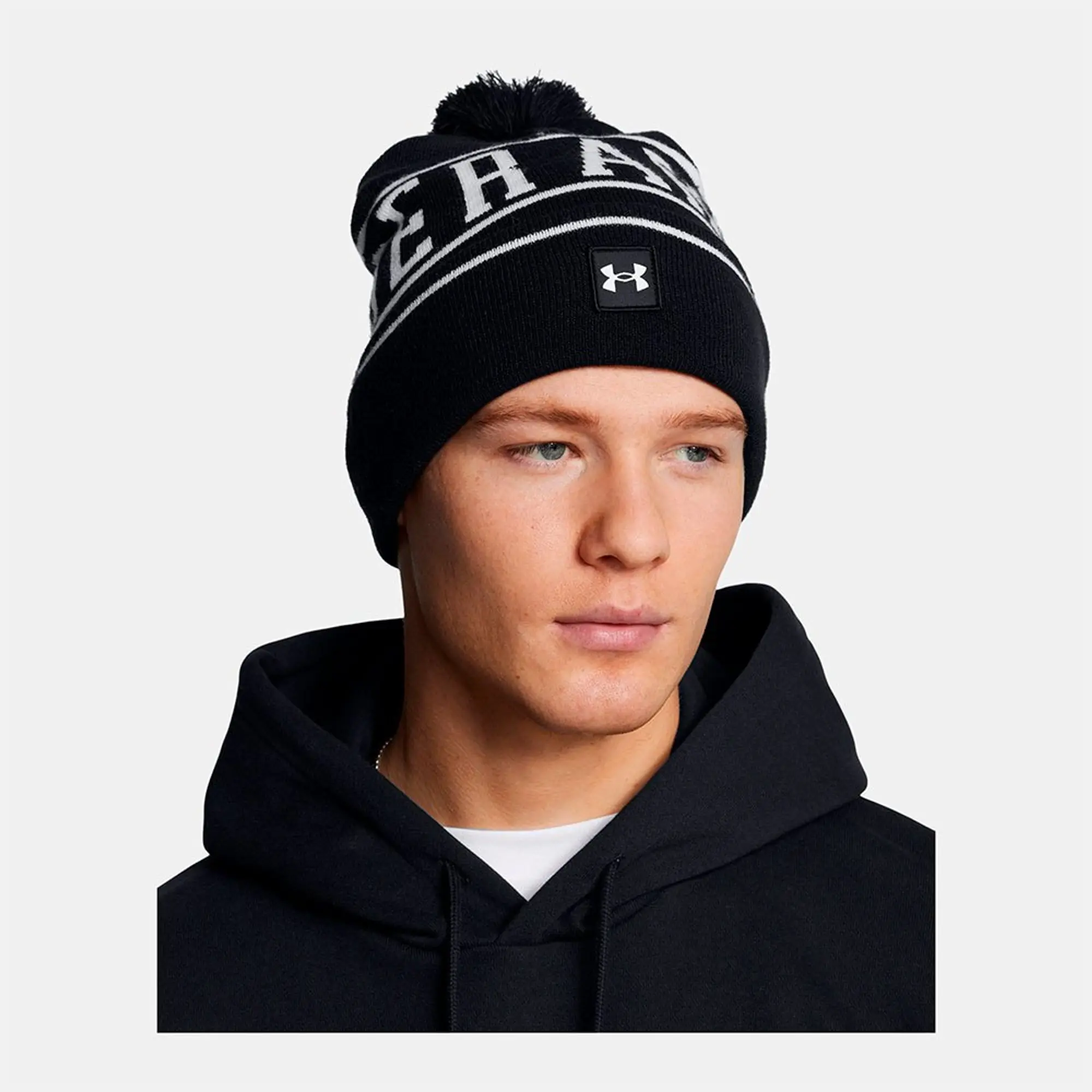 Men's  Under Armour  Halftime Pom Beanie Black / White / White OSFM