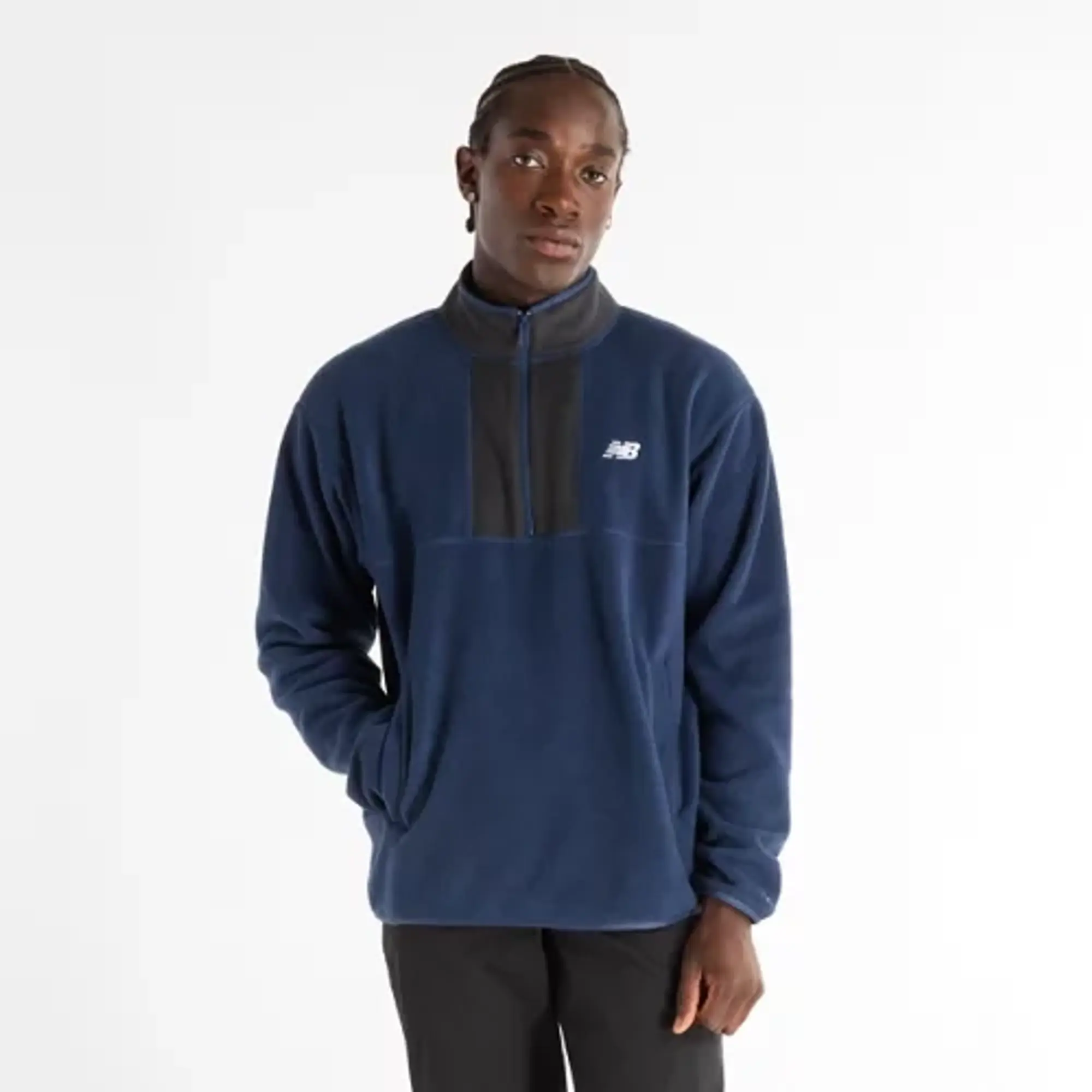 New Balance Men's Polar Fleece 1/2 Zip in Blue Poly Fleece