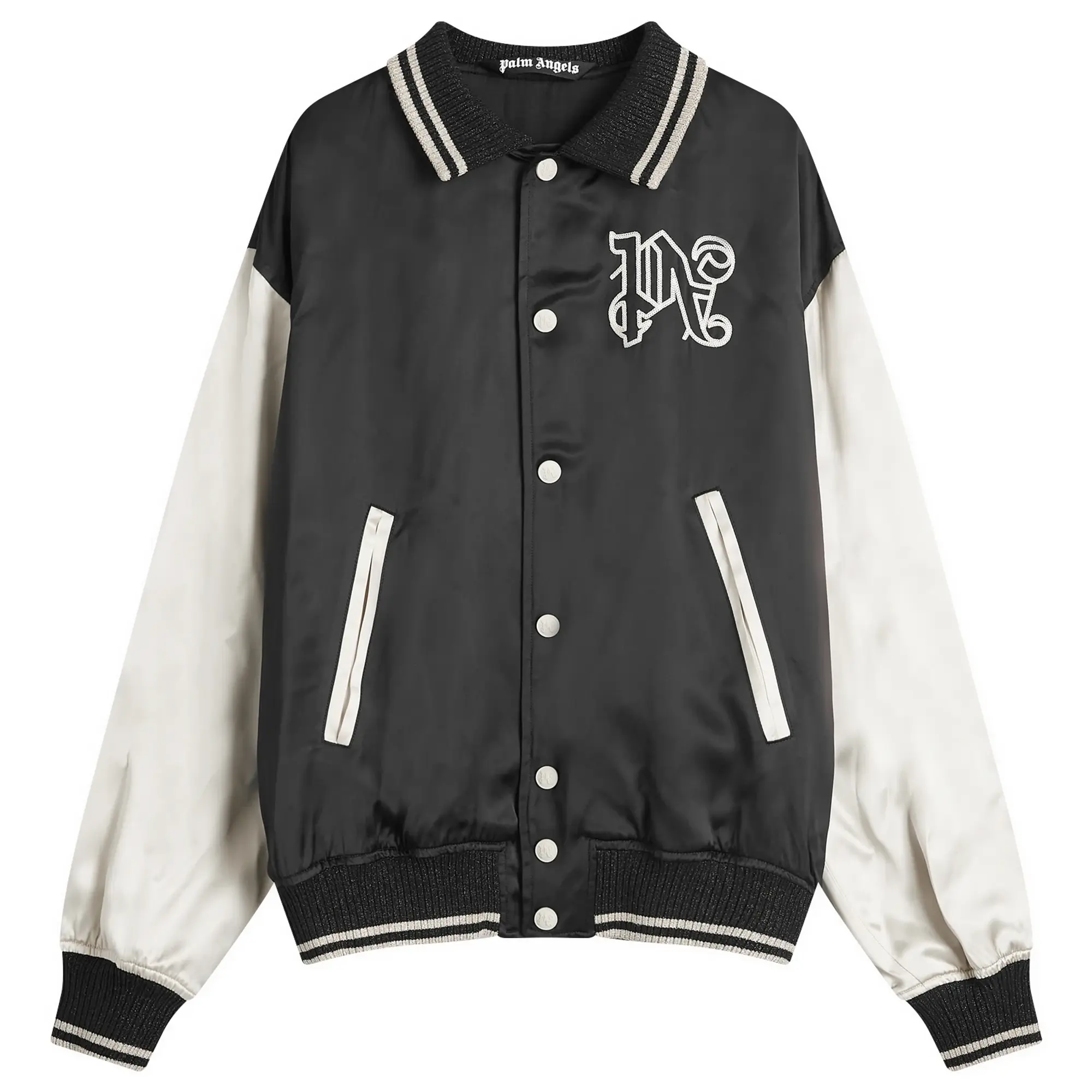 Palm Angels Men's Gothic Logo Varsity Jacket Black