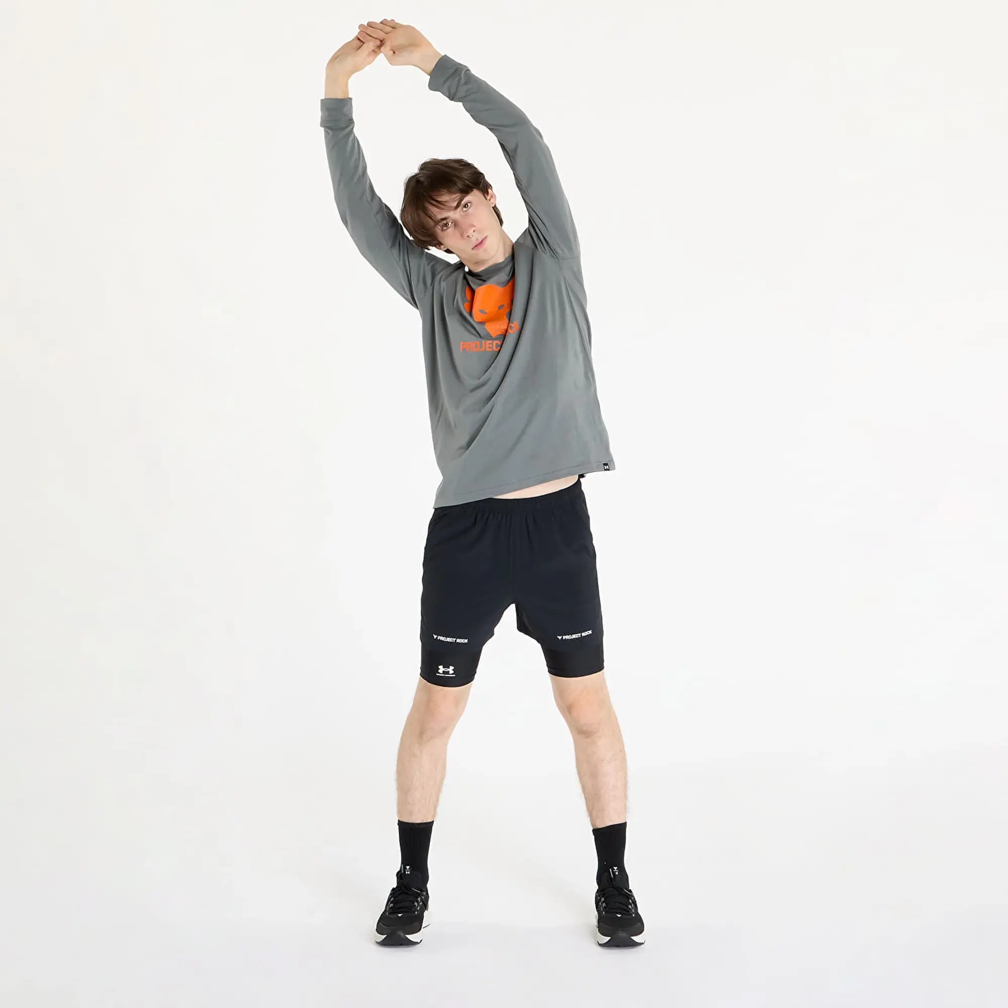 Under Armour Men's Project Rock Brahma Bull Long Sleeve Clay Green / Team Orange L