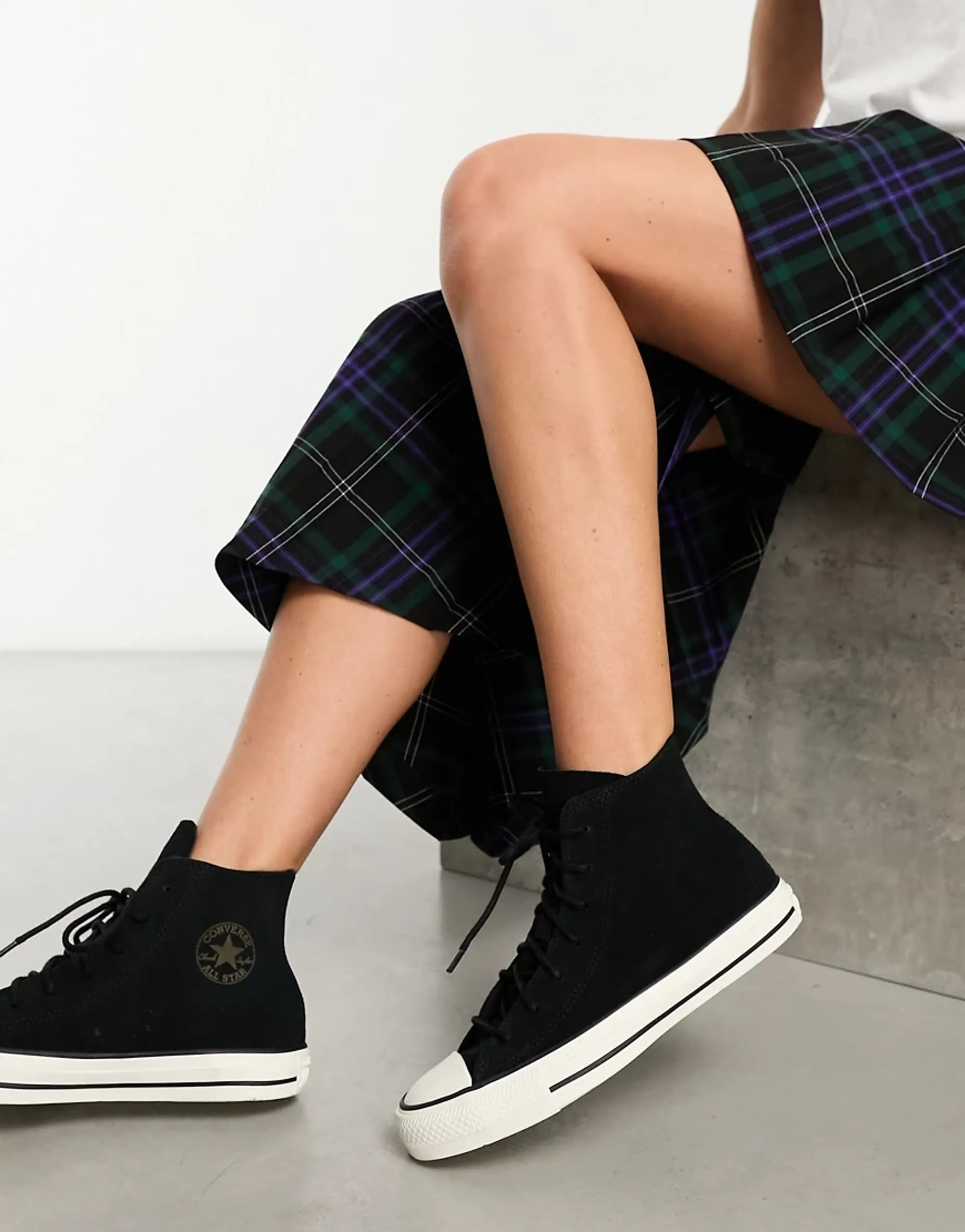 Converse Chuck Taylor All Star Hi Trainers In Black Suede