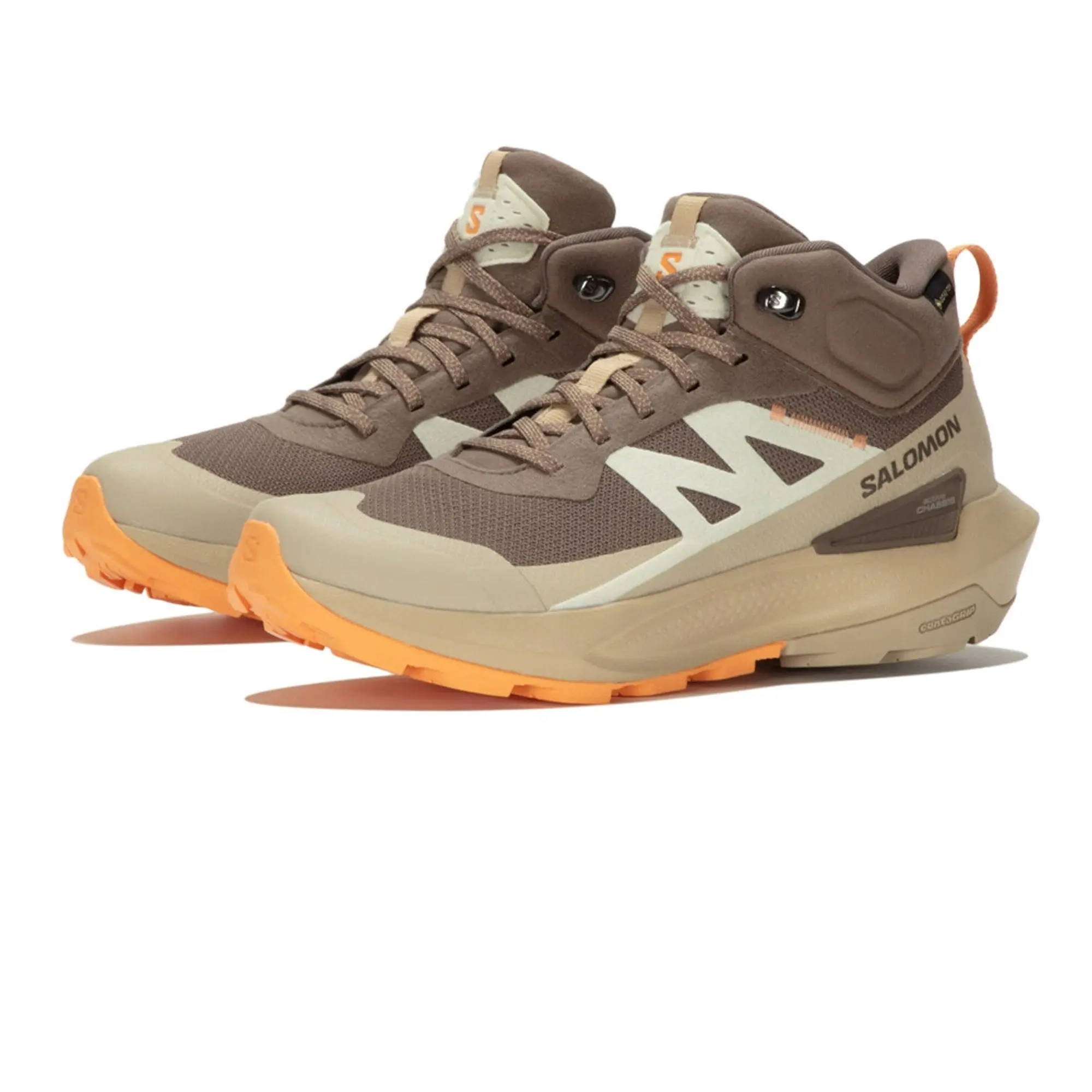 Salomon Elixir Activ Mid Gore-Tex - Falcon/White Pepper/Papaya - Brown - Size: UK 8