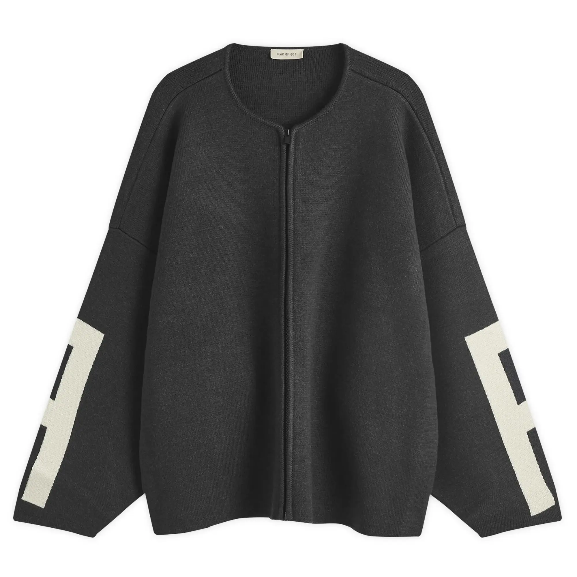 Fear of God Men's Full Zip Sweater Jacket Melange Black