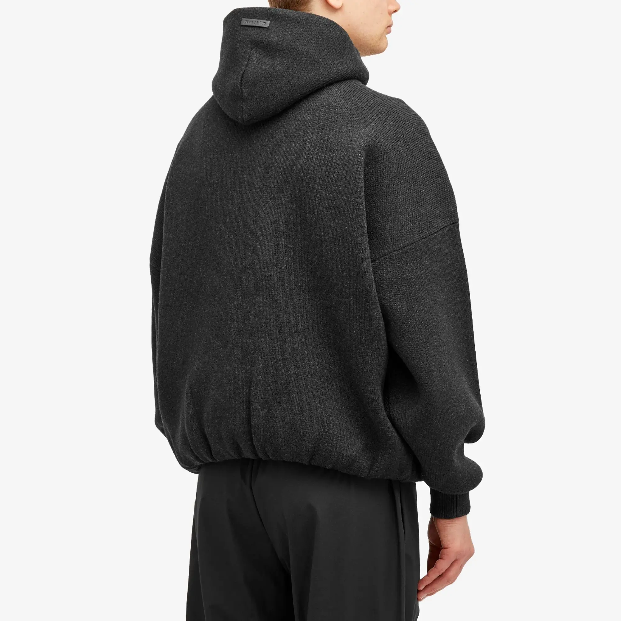 Fear of God Men's Boucle Knitted Hoodie Melange Black