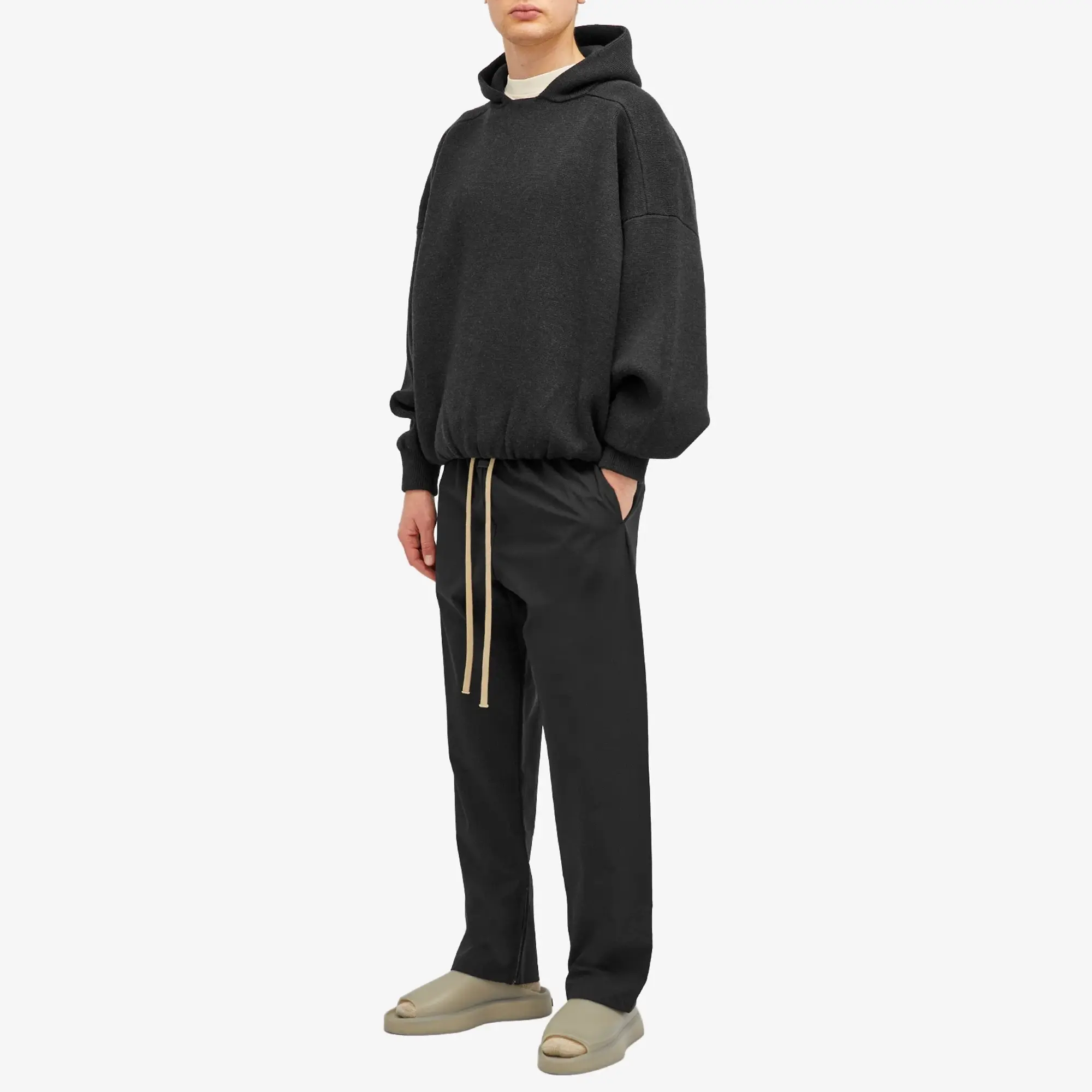 Fear of God Men's Boucle Knitted Hoodie Melange Black