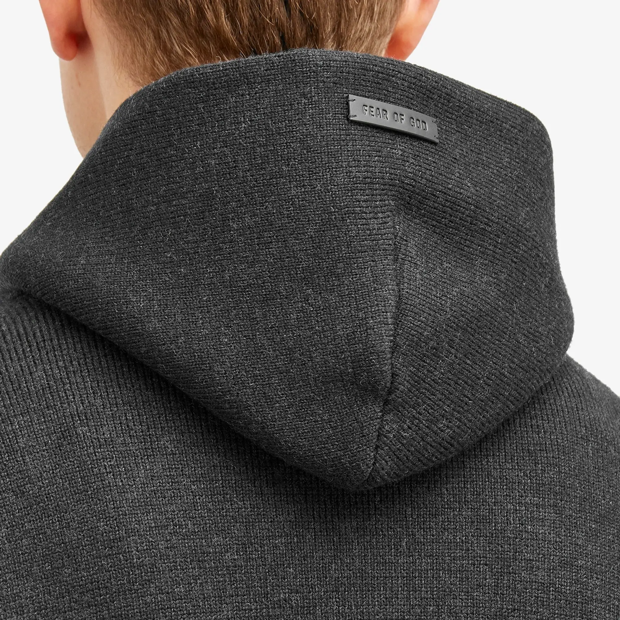 Fear of God Men's Boucle Knitted Hoodie Melange Black