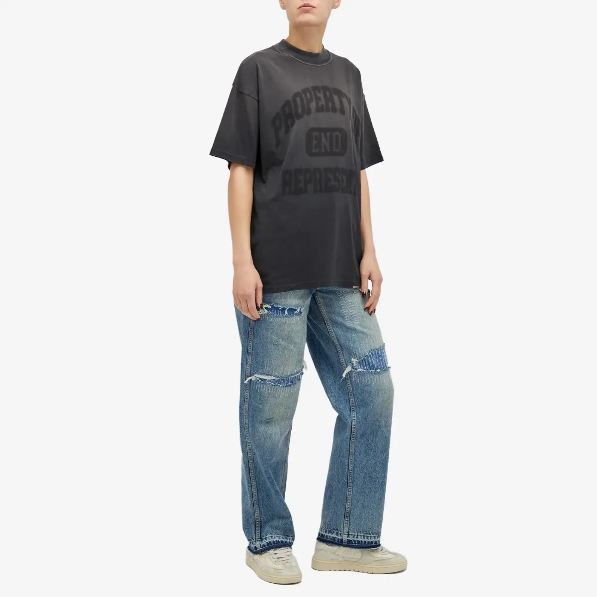 END. x Represent Property Of T-Shirt Stained Black