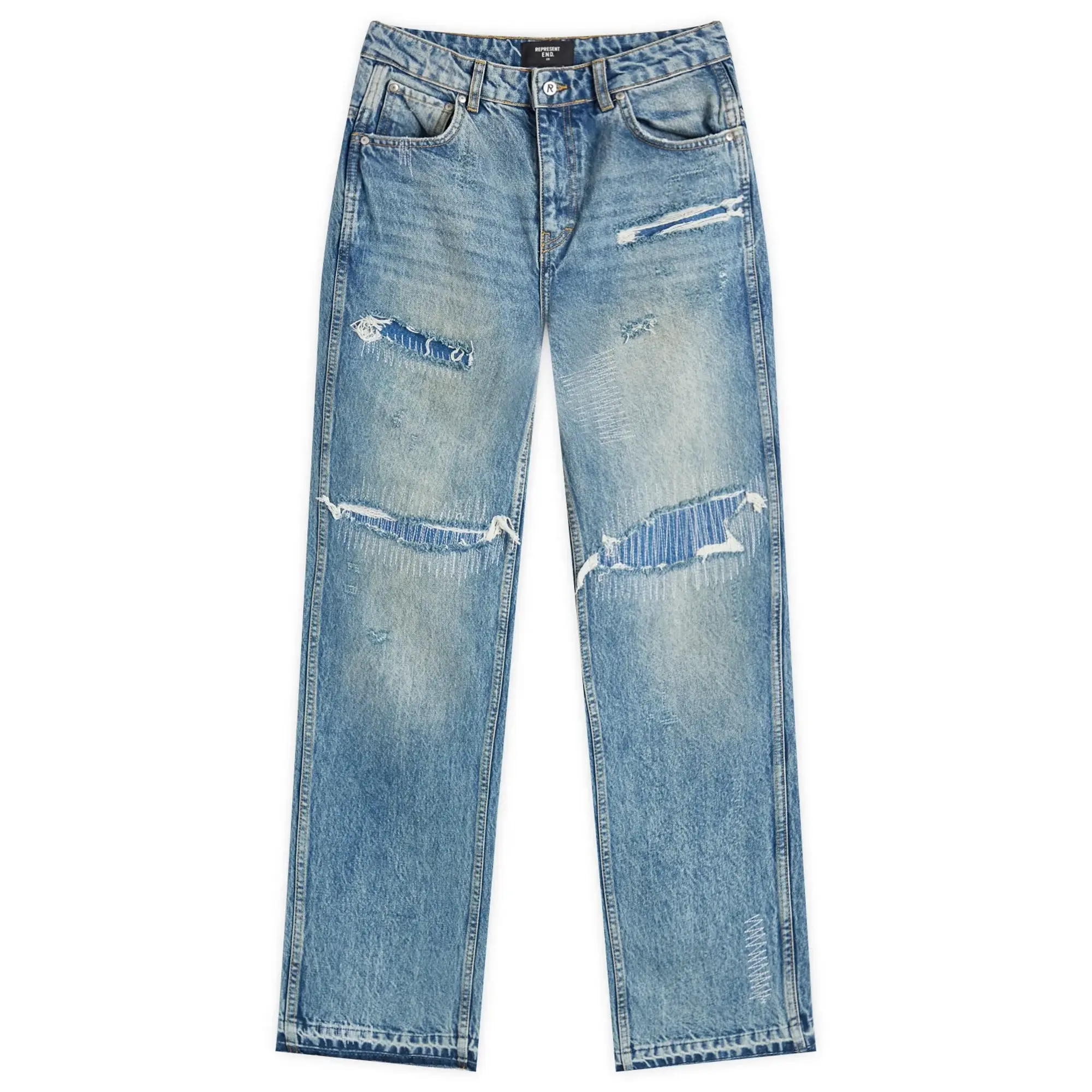 END. x Represent R3 Baggy Destroyer Denim Mechanical Blue