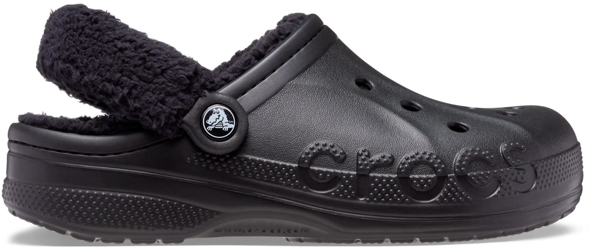 Crocs | Unisex | Baya Lined Fuzz-Strap | Clogs | Black / Black | M12