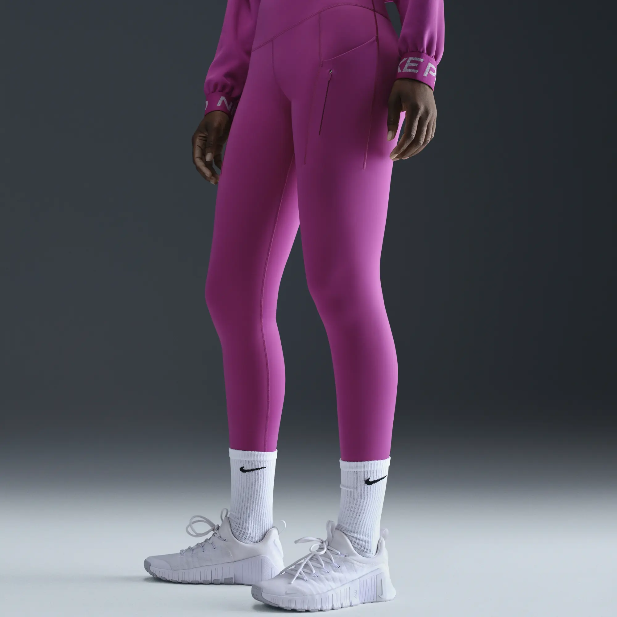 Nike Go Women's Firm-Support High-Waisted Full-Length Leggings with Pockets - Purple - Nylon/Elastane
