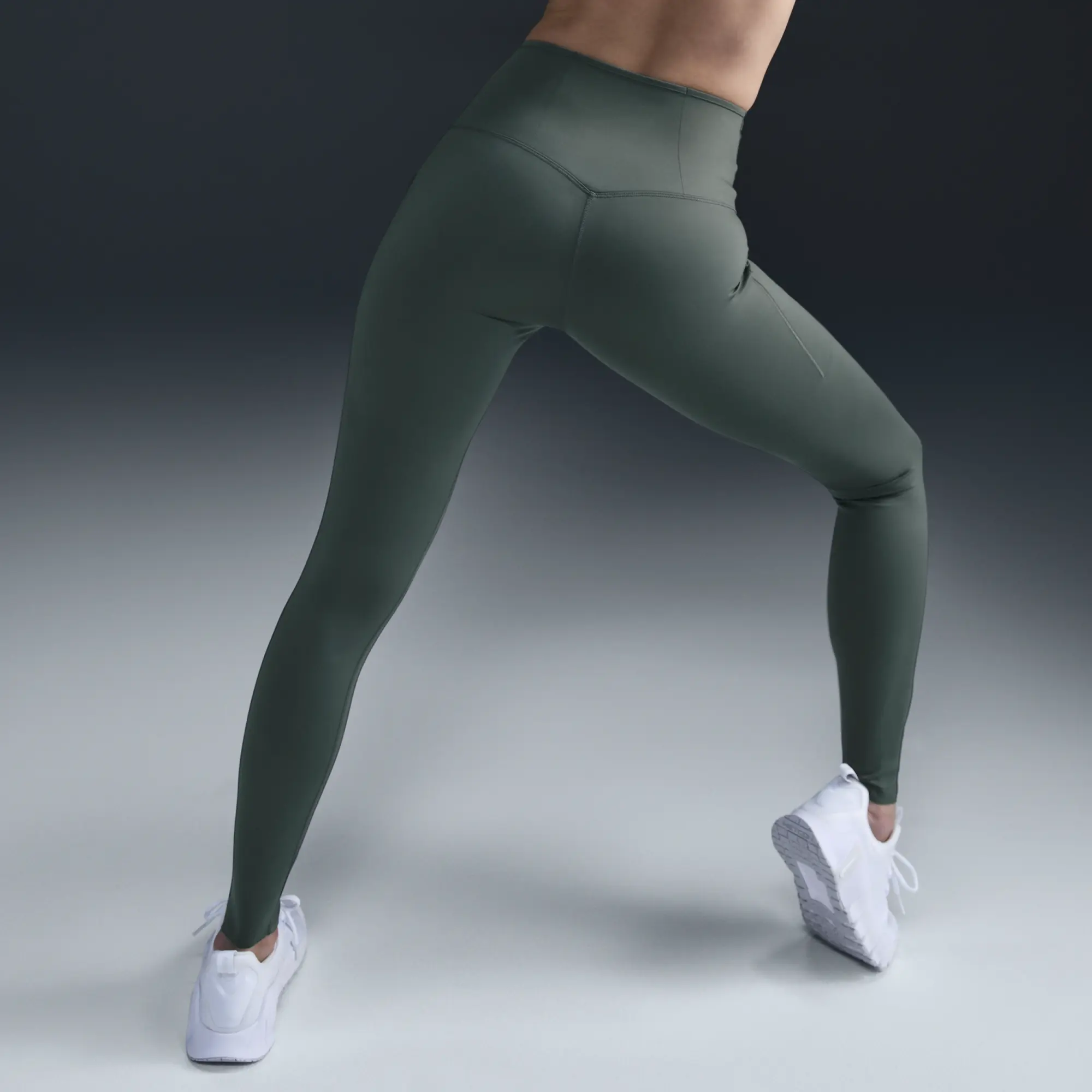 Pants Nike Go Women's Firm-Support High-Waisted Full-Length Leggings With Pockets Vintage Green/ Black Xs