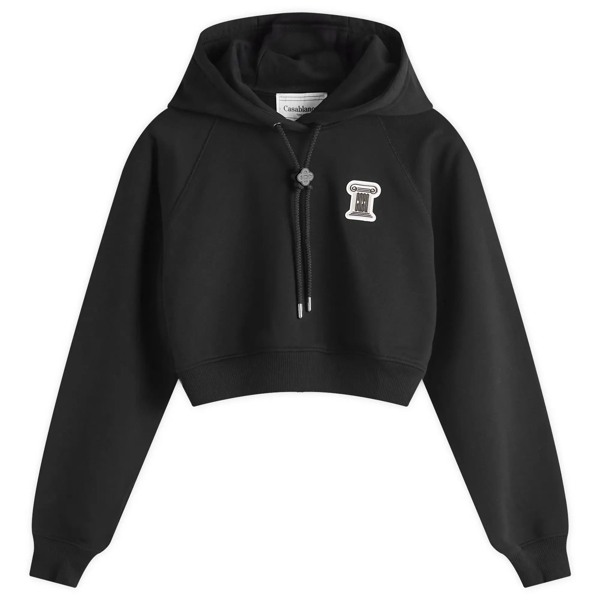 Casablanca Women's Casa Column Patch Cropped Hoodie Black