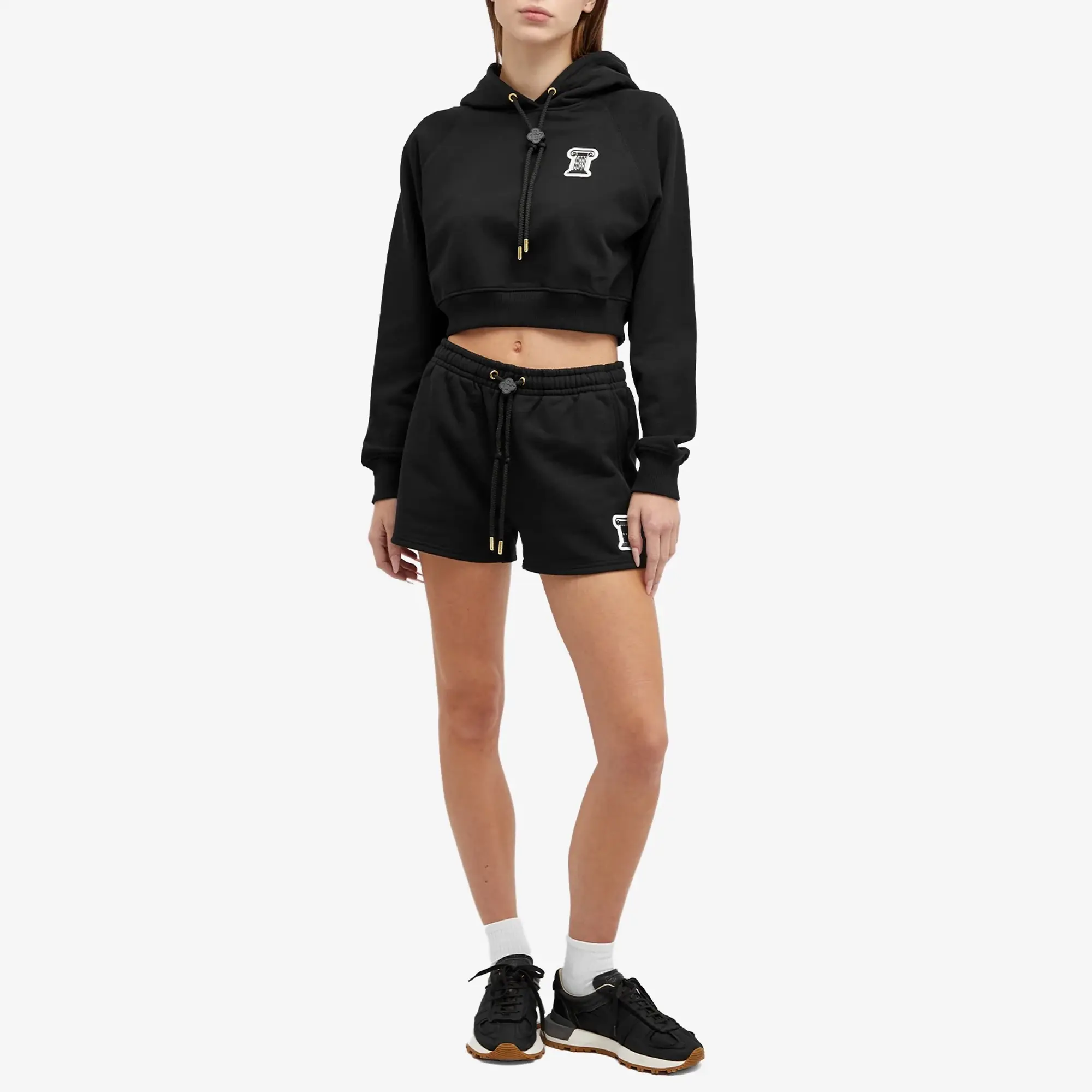 Casablanca Women's Casa Column Patch Cropped Hoodie Black