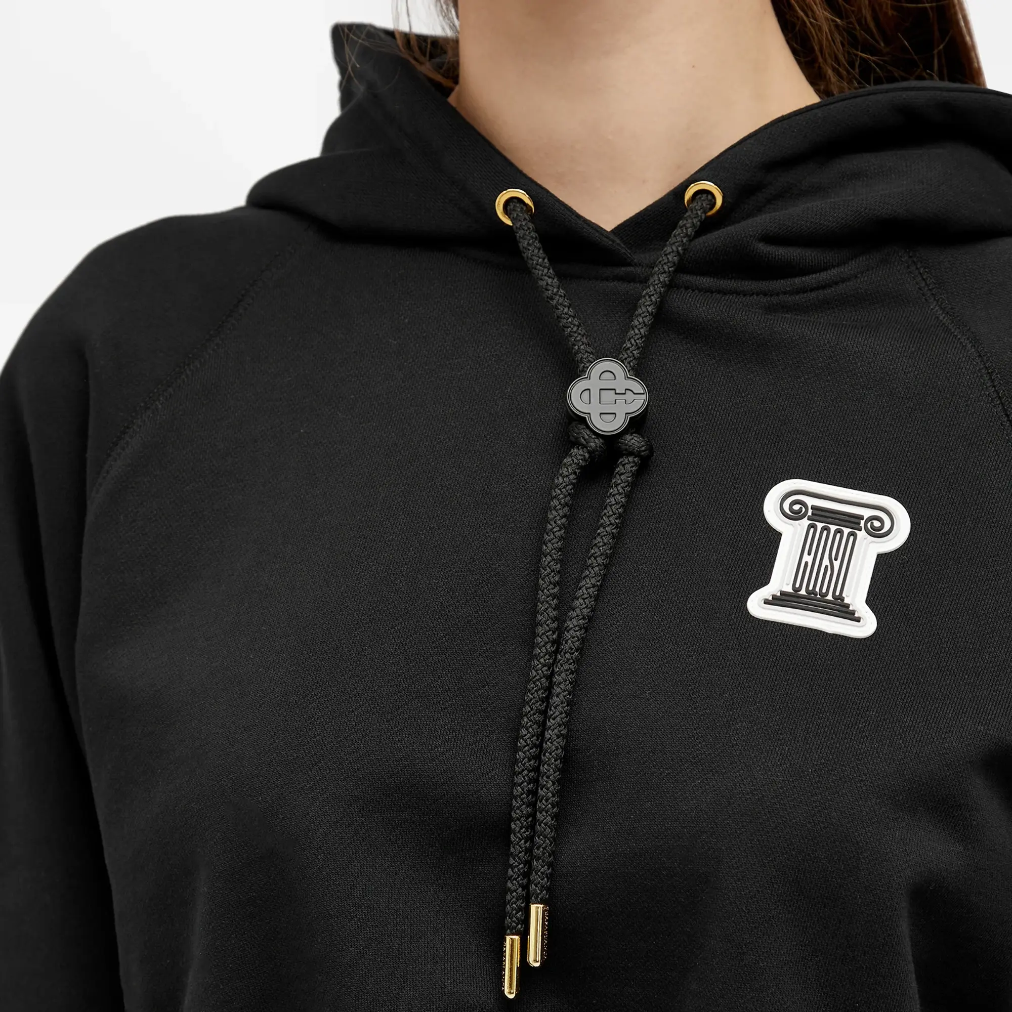 Casablanca Women's Casa Column Patch Cropped Hoodie Black