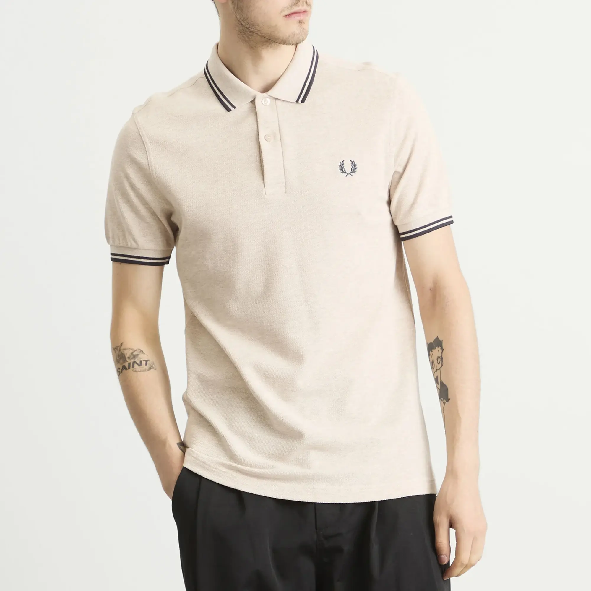 Fred Perry Twin Tipped Polo Shirt In Off White