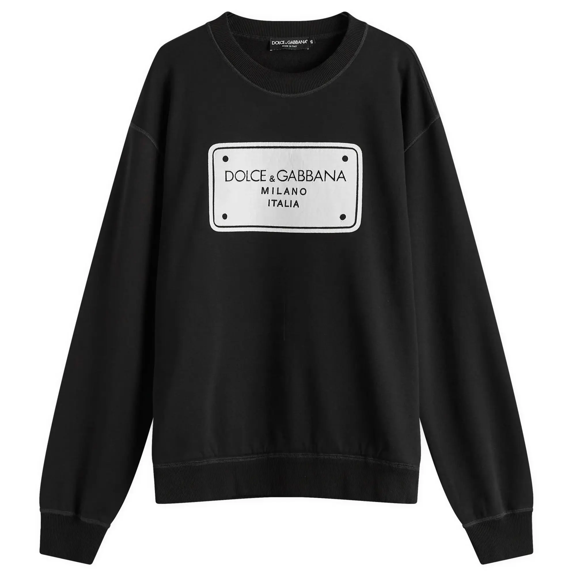Dolce & Gabbana Men's Badge Print Crew Neck Sweatshirt Black