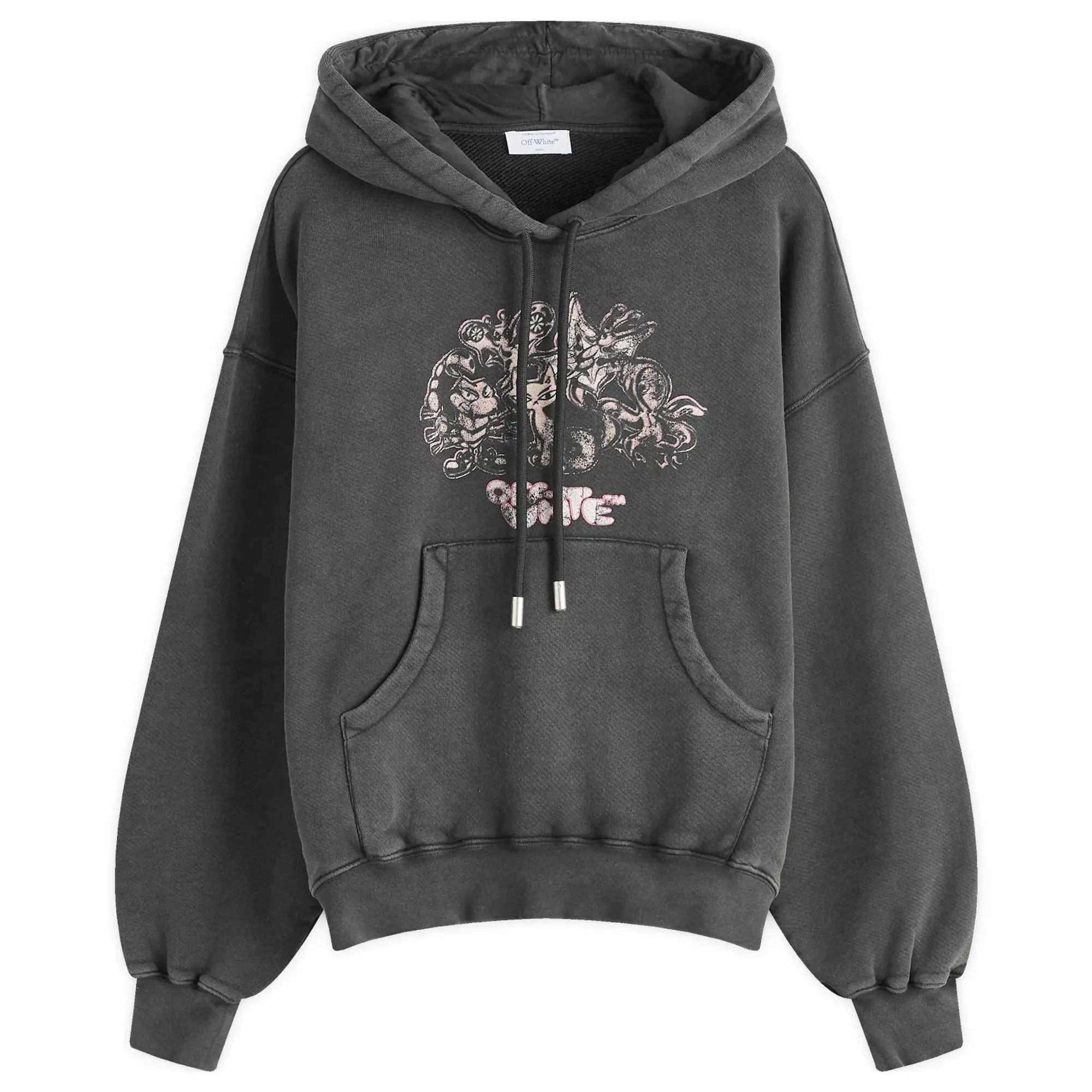 Off-White Women's Washed Characters Over Hoodie Black