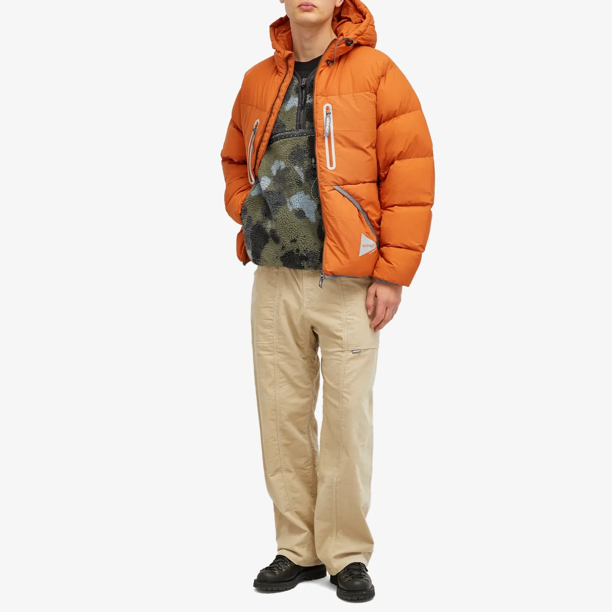 Gramicci Men's x and wander Down Jacket Orange | GUJ4-F3000-M-ORG