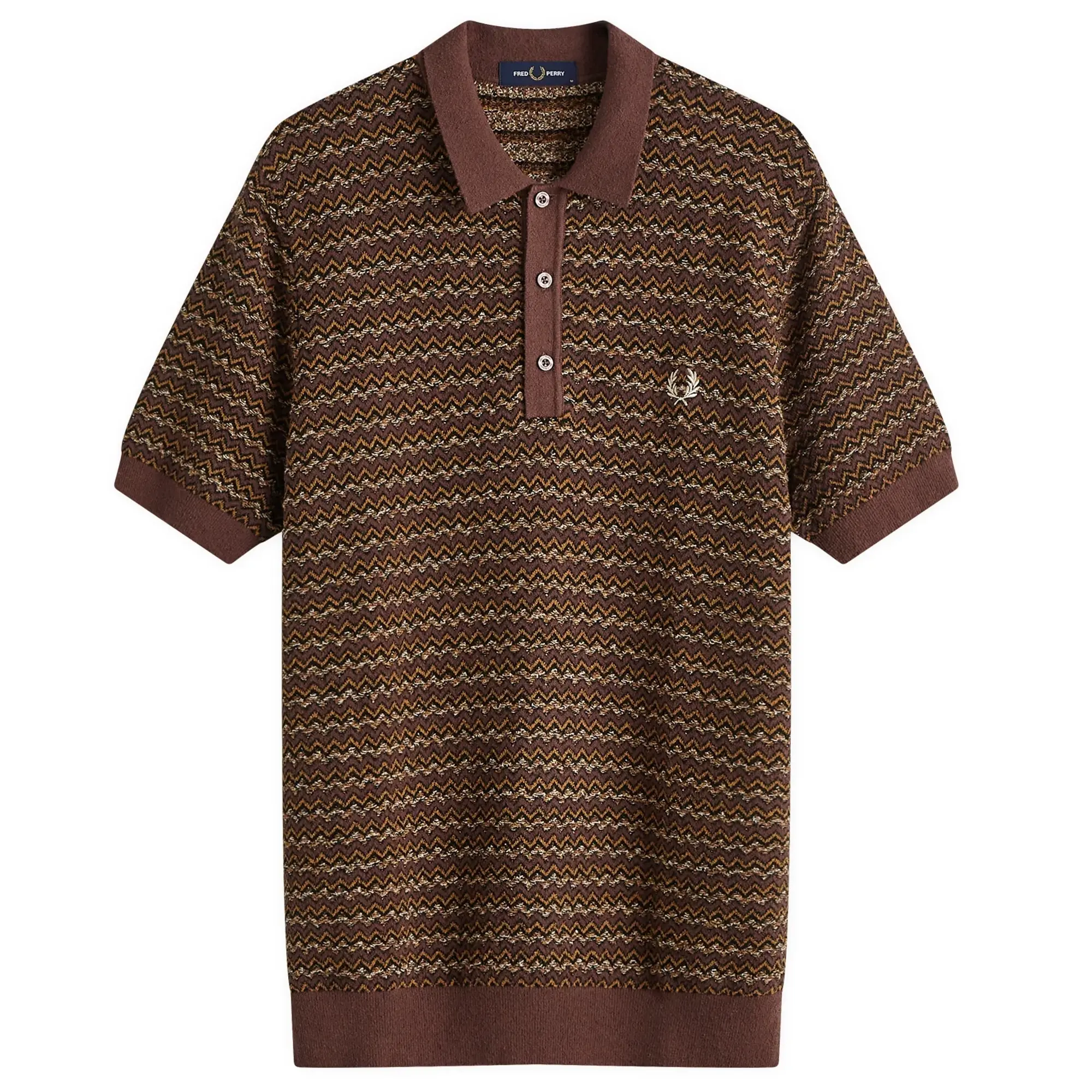 Fred Perry Boucle Jacquard Knitted Shirt - Carrington Road Brick