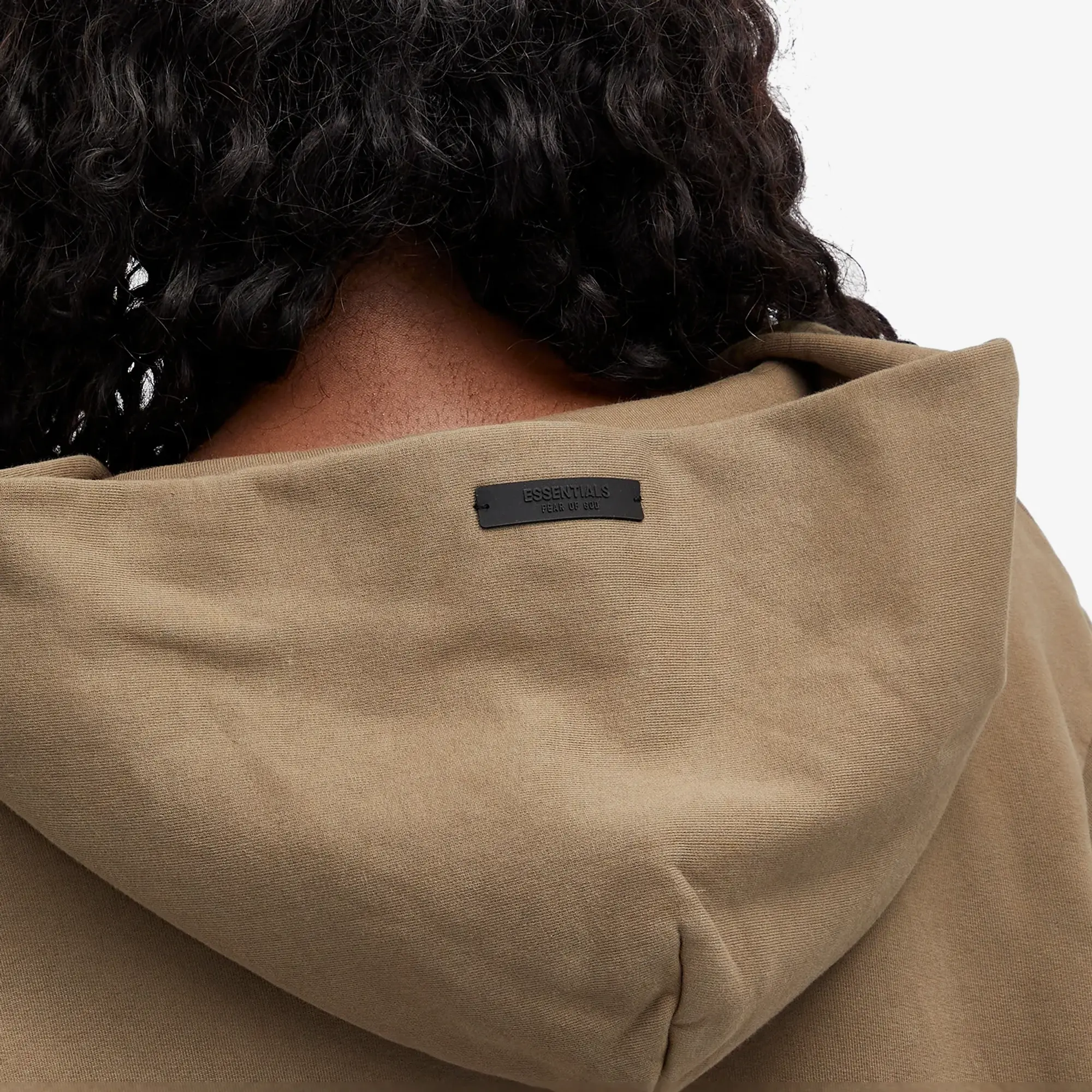 Fear of God ESSENTIALS Women's Heavy Fleece Cropped V-Neck Hoodie Military