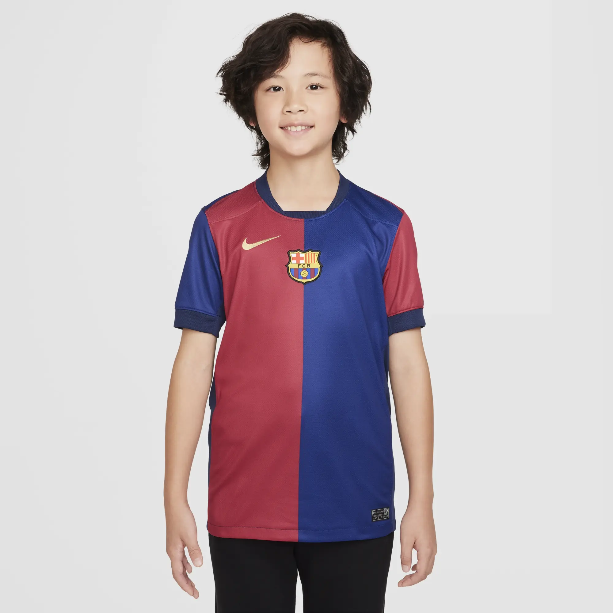 F.C. Barcelona 2024/25 Stadium Home Older Kids' Nike Dri-FIT Football Replica Shirt - Blue - Polyester