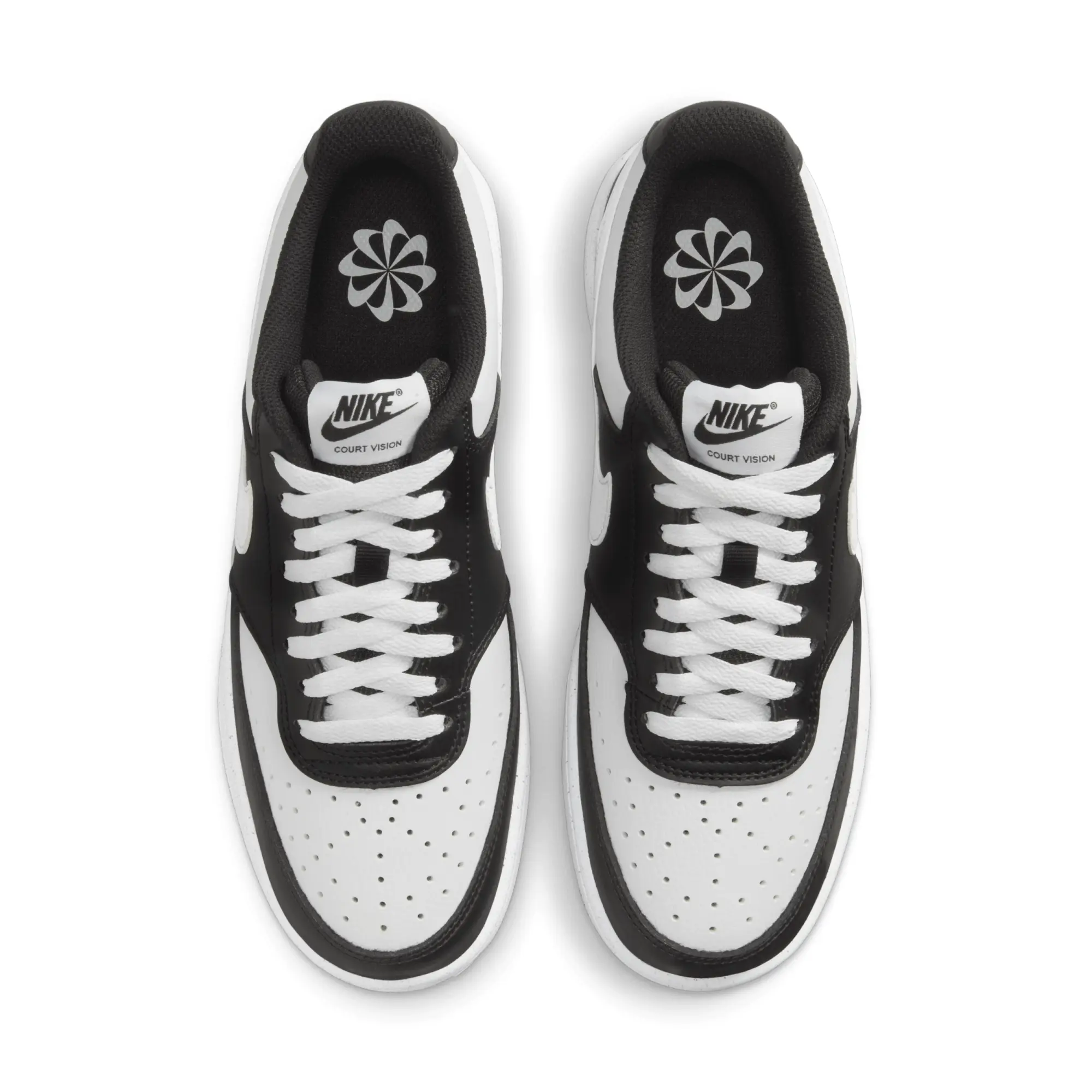 Nike court vision low next nature trainers in black & white