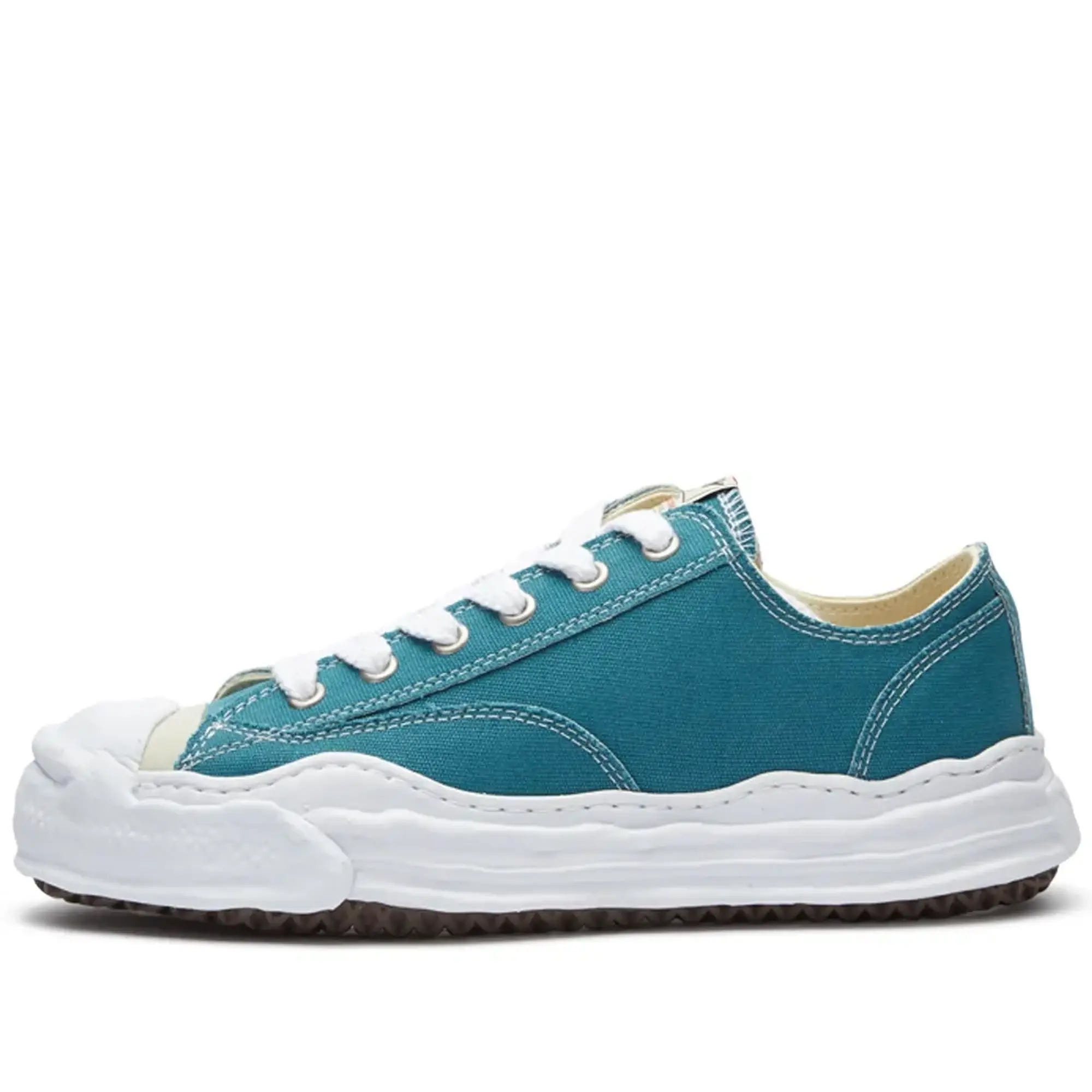 Maison MIHARA YASUHIRO Men's Hank Low Original Sole Toe Cap Canvas Sneaker Blue