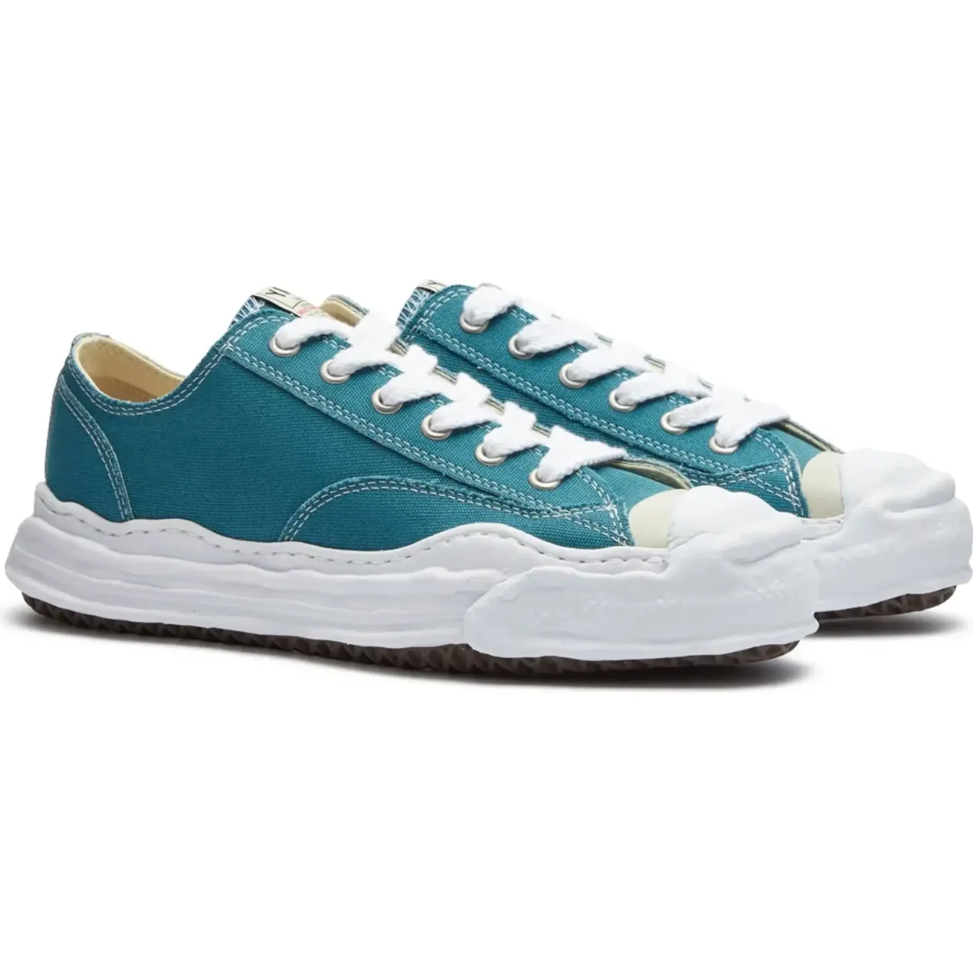 Maison MIHARA YASUHIRO Men's Hank Low Original Sole Toe Cap Canvas Sneaker Blue