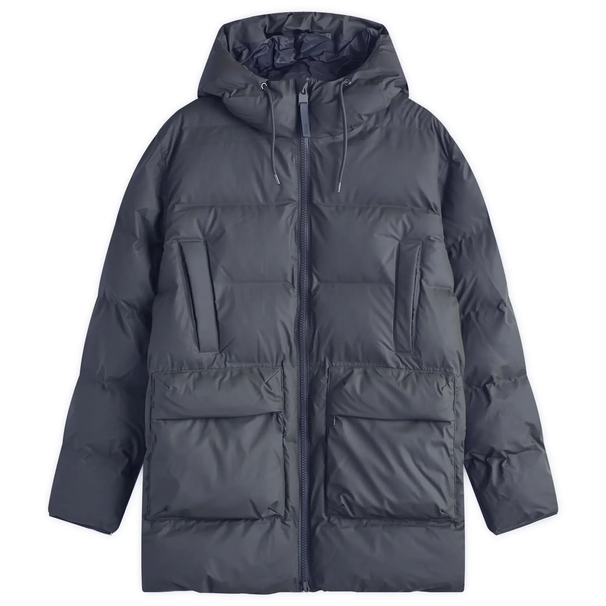 Rains Men's Alta Long Puffer Cargo Jacket Navy