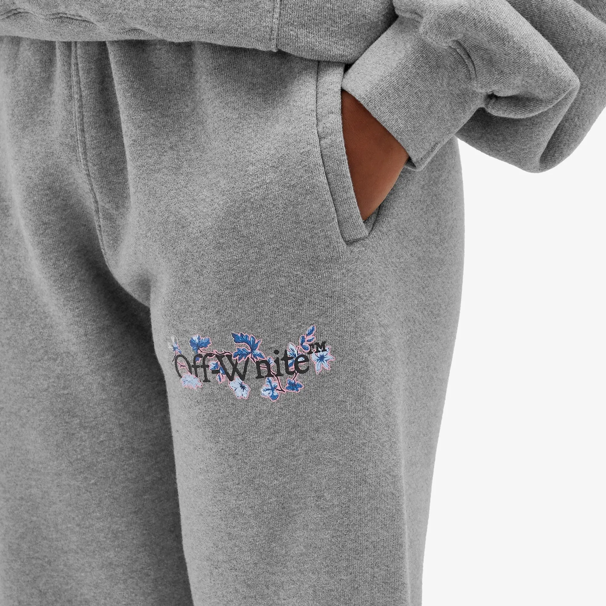 Off-White Women's Flower Bookish Cuff Jogger Grey