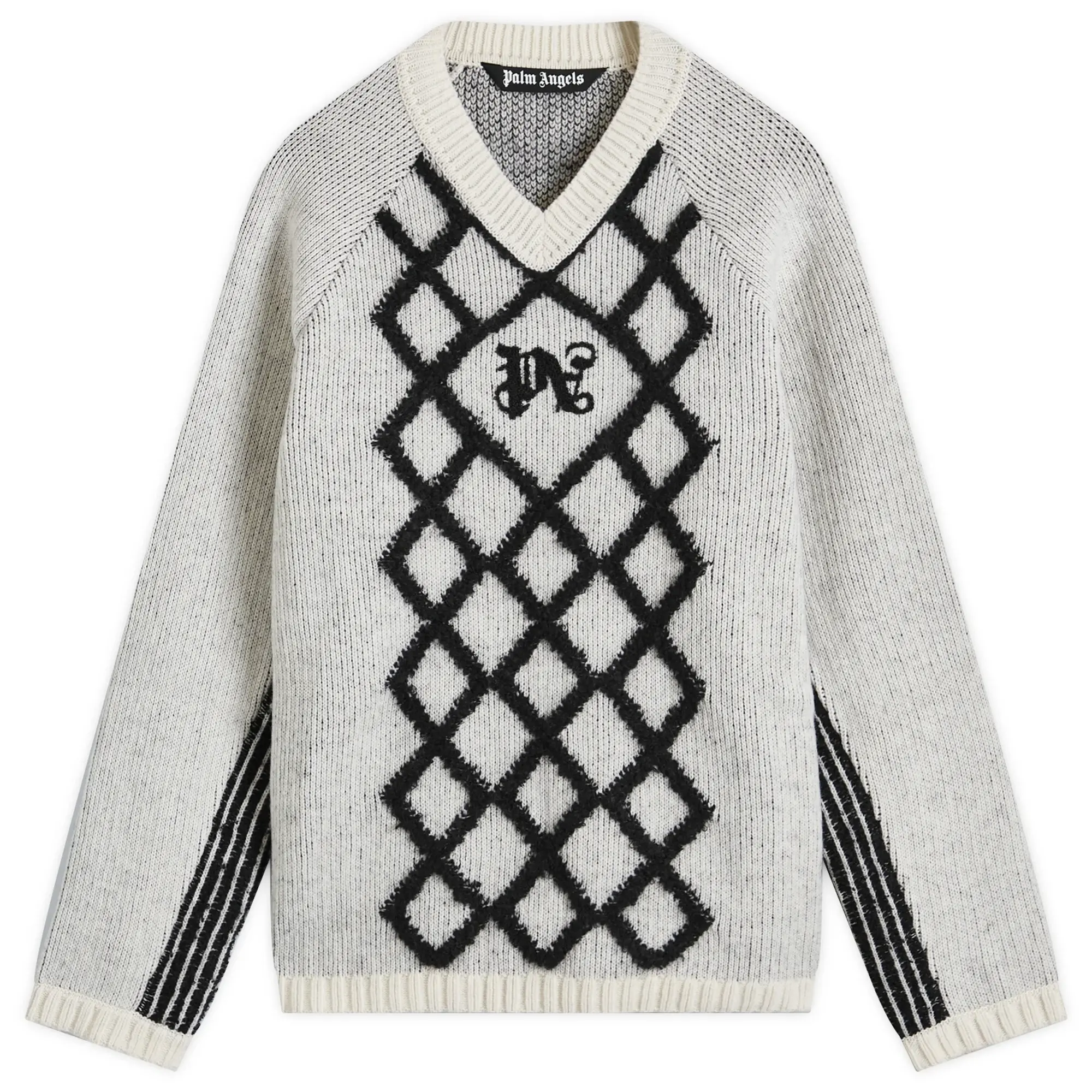 Palm Angels Men's Monogram V-Neck Knit White