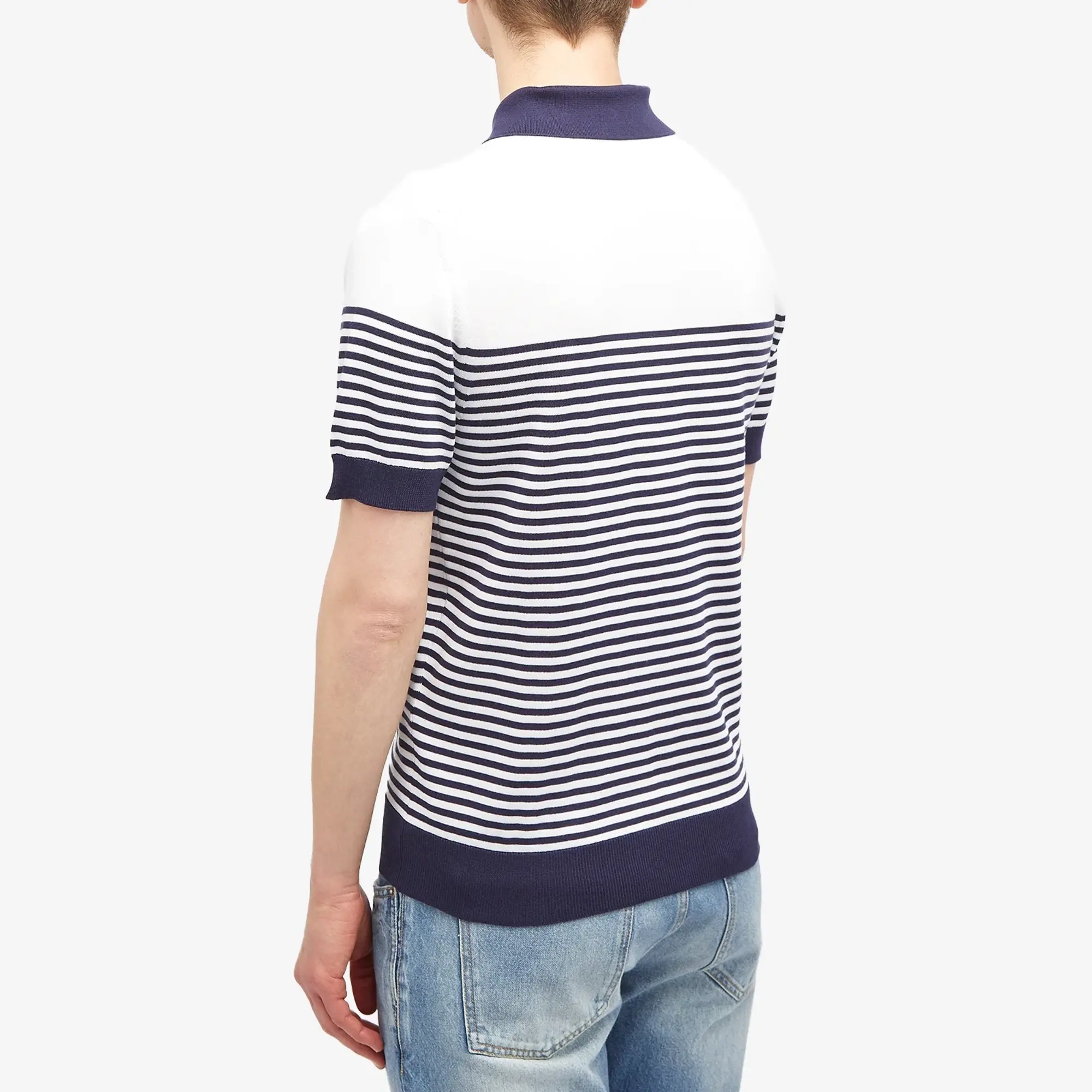 Dolce & Gabbana Men's Stripe Knitted Polo White/Blue