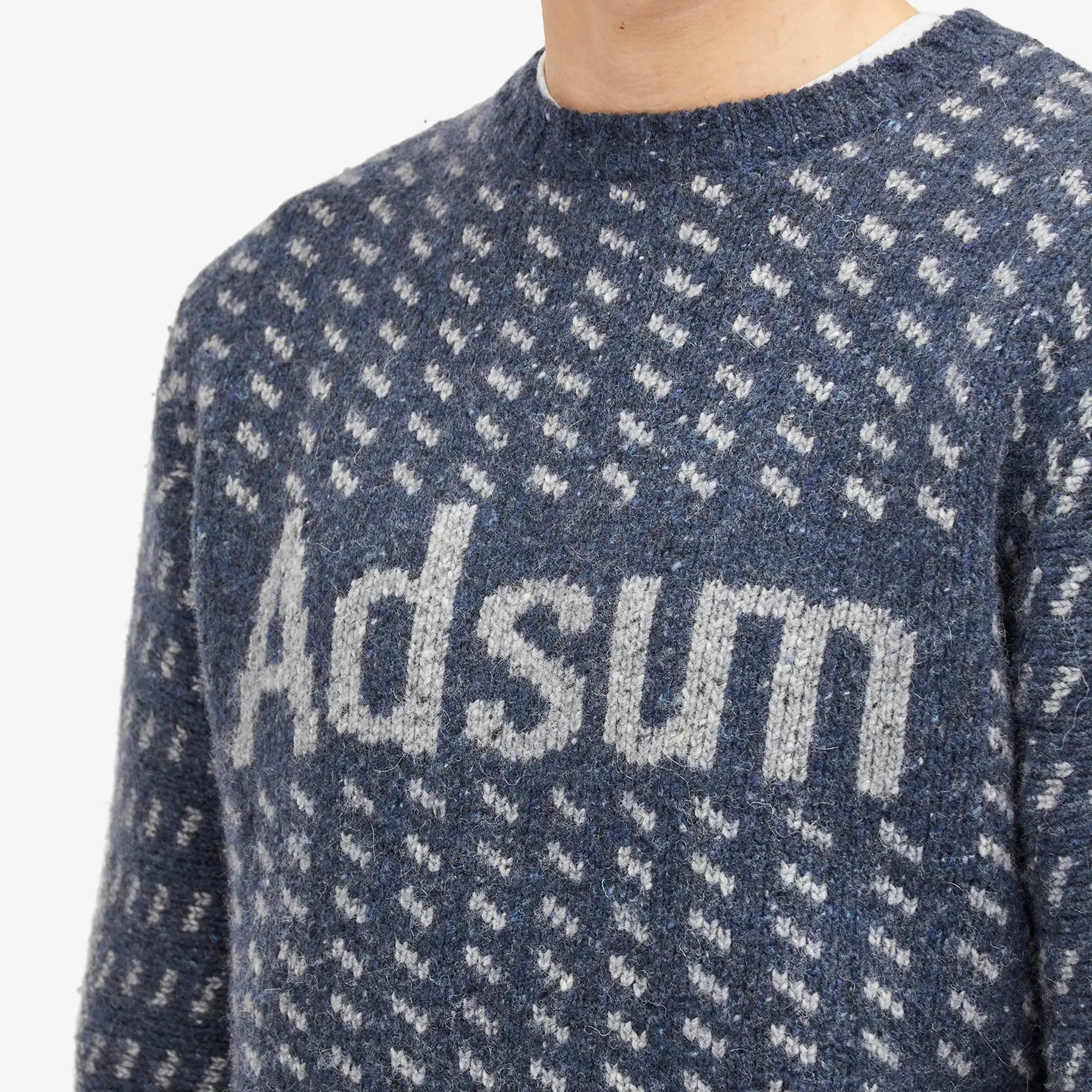 Adsum Men's Logo Knit Crew Jumper Blue
