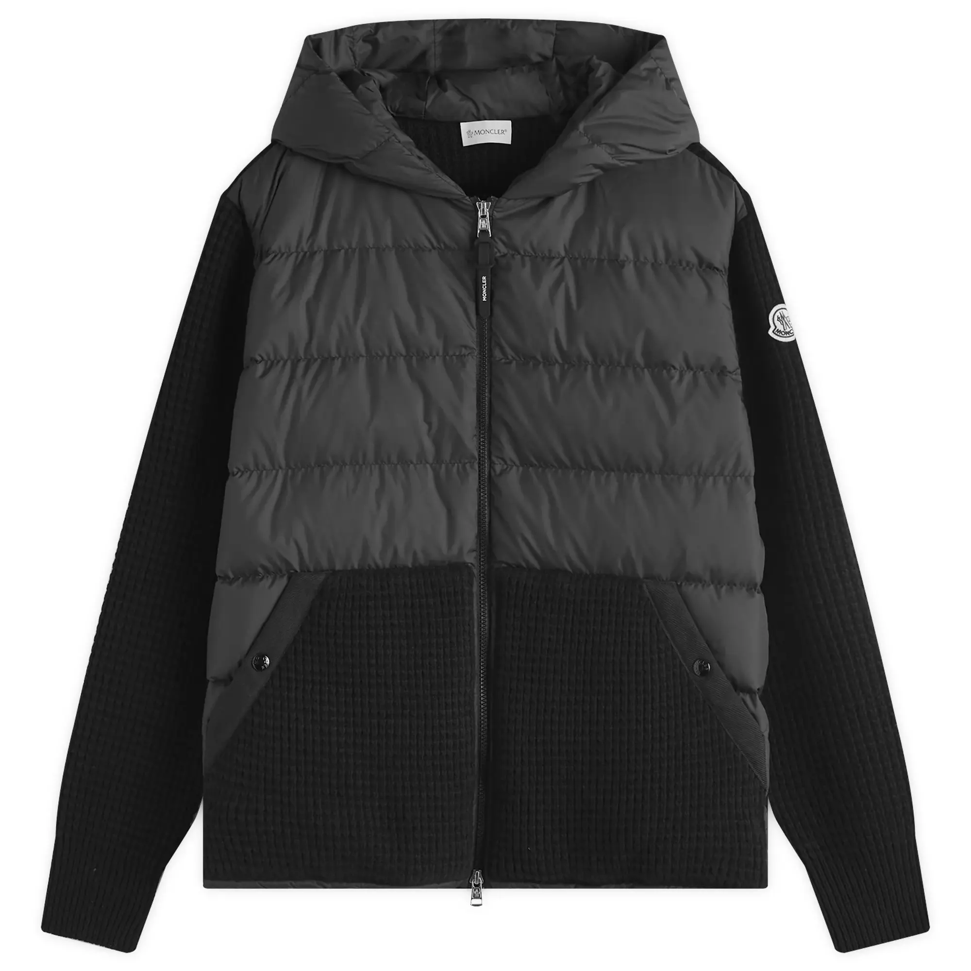 Moncler Men's Down Knit Waffle Jacket Black