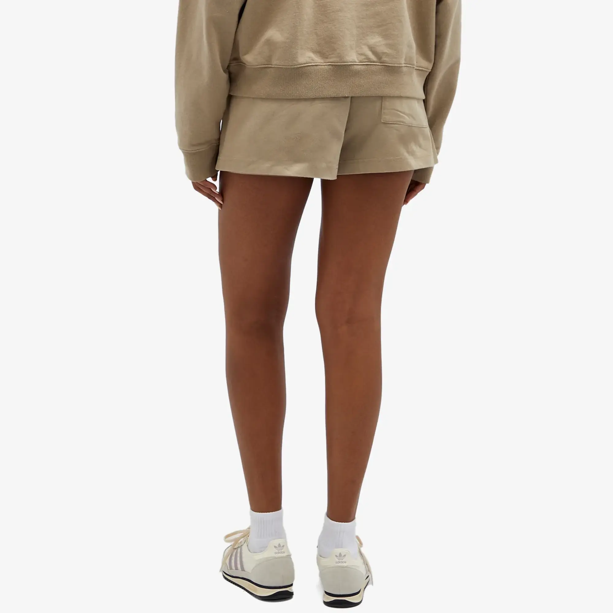 Sporty & Rich Women's Vendome Script Embroidered Disco Short Elephant White