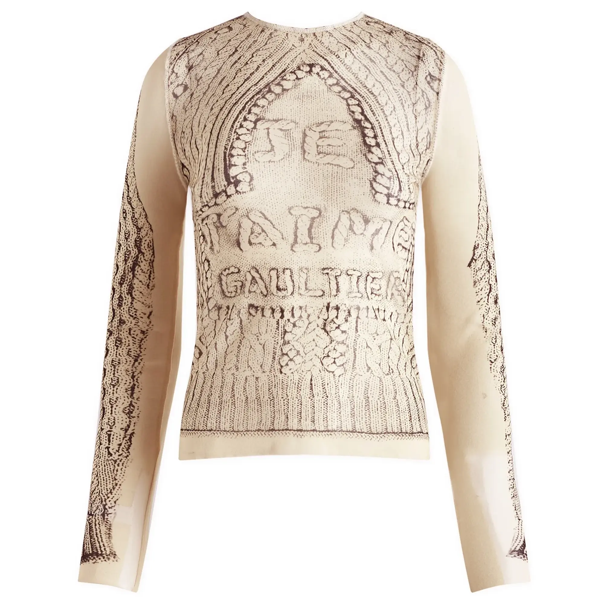 Jean Paul Gaultier Jean Paul Gauliter Long Sleeve Mesh Top Light Beige&Black