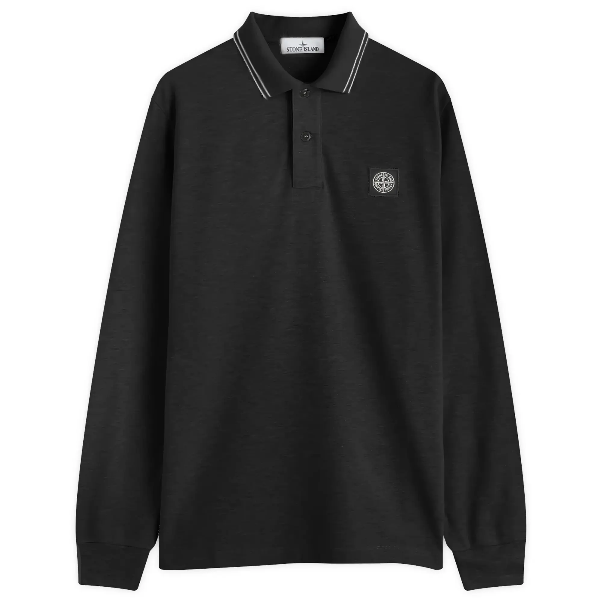 Stone Island Men's Long Sleeve Patch Polo Black