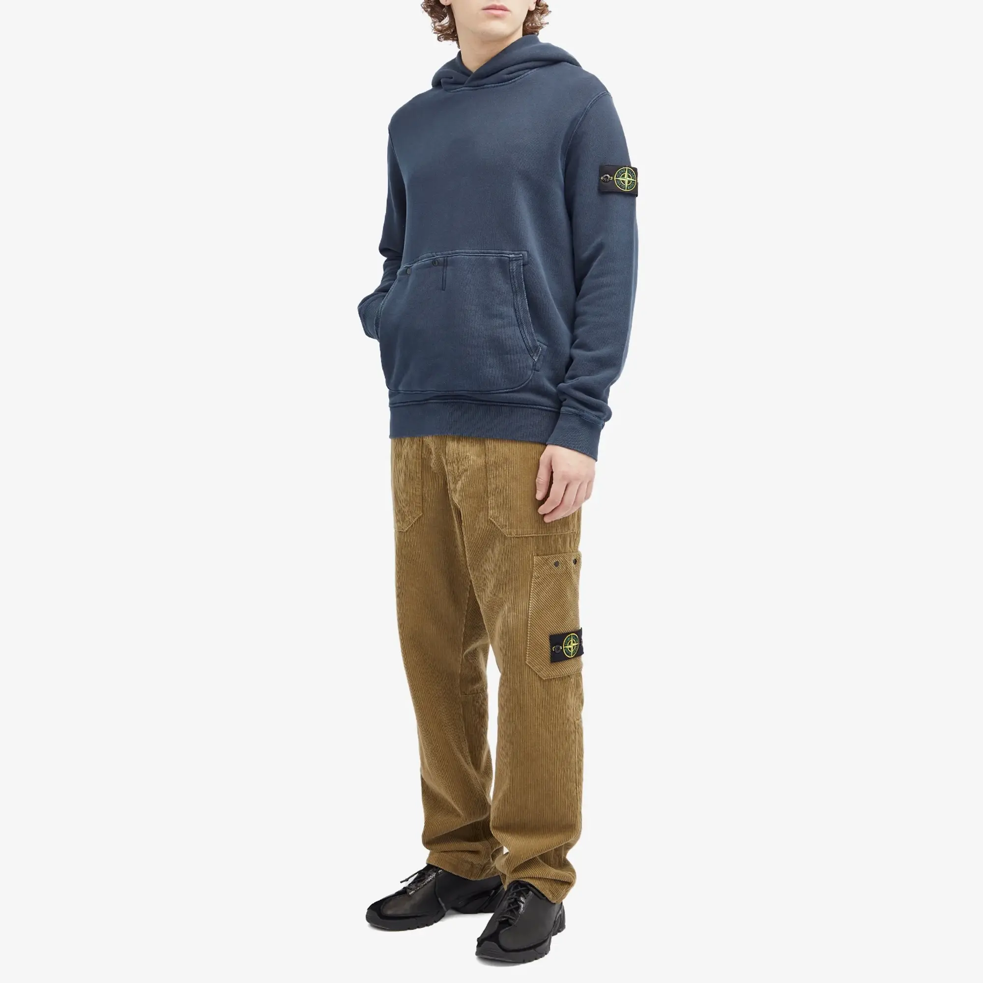 Stone Island Men's Diagonal Fleece Old Effect Hoodie Navy Blue