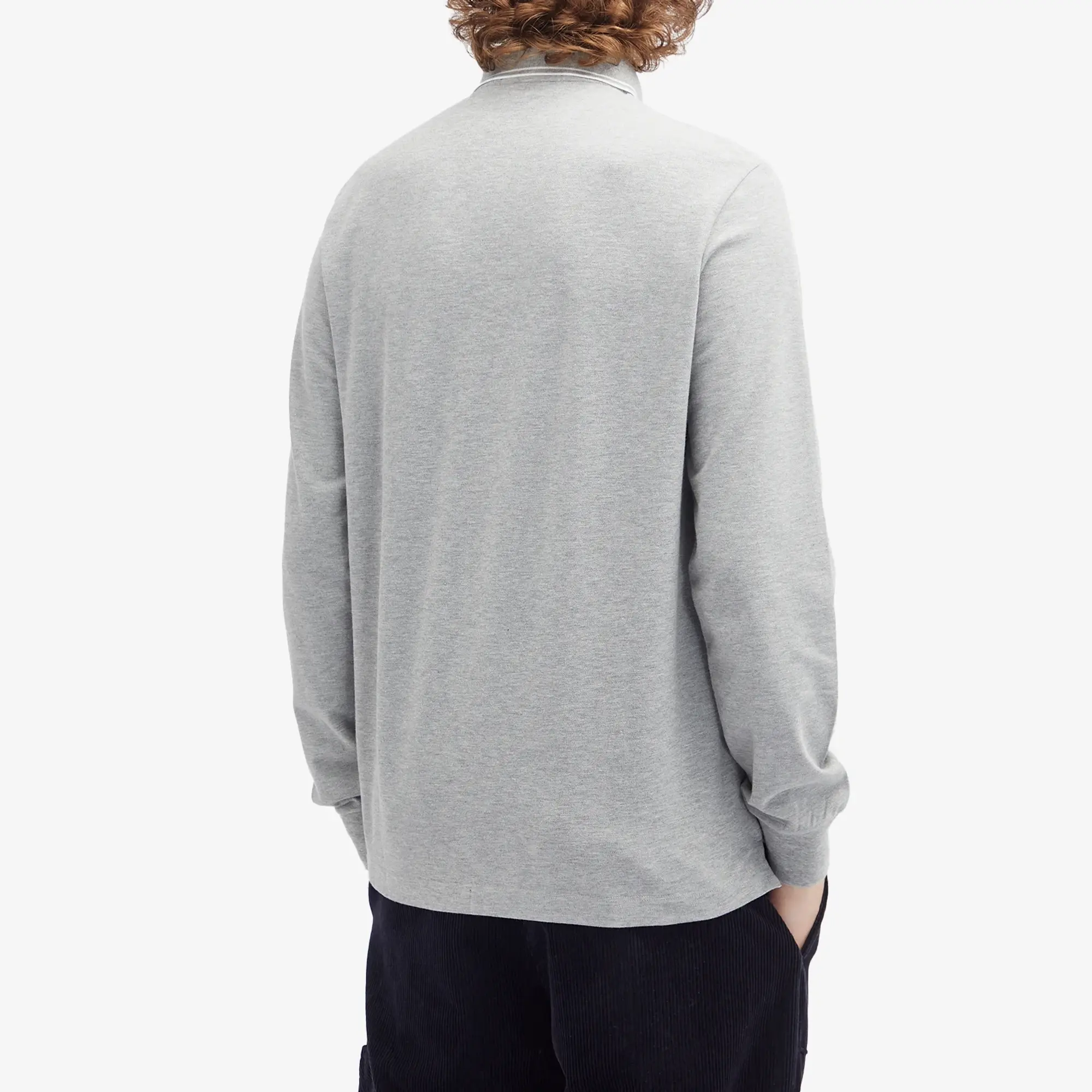 Stone Island Men's Long Sleeve Patch Polo Melange Dark Grey