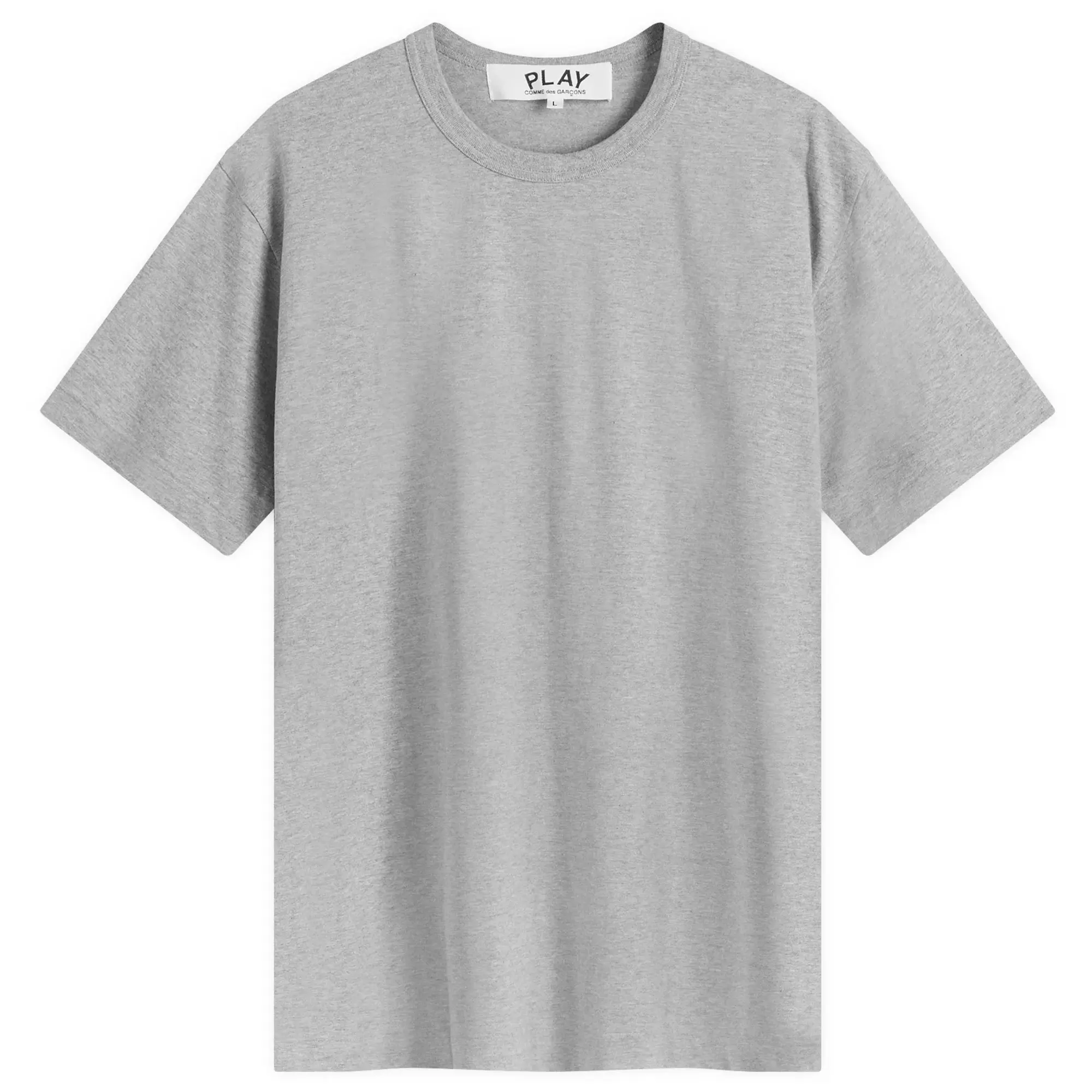 Comme des Garçons Play Men's Red Heart Neck Logo T-Shirt Grey