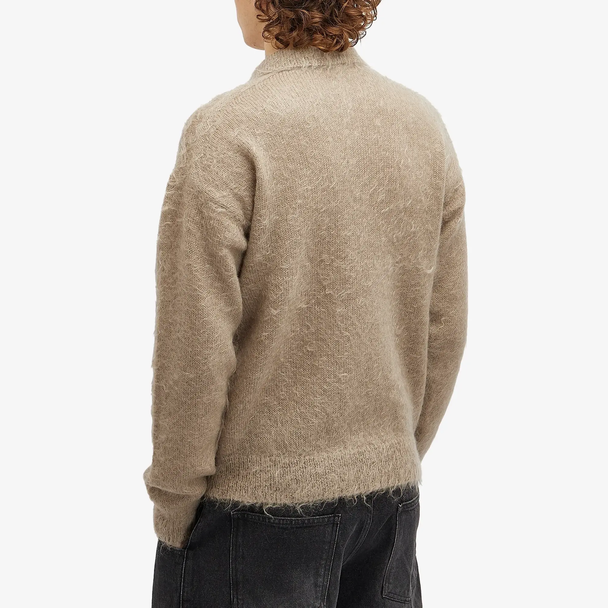 Auralee Men's Kid Mohair Polo Gray Beige