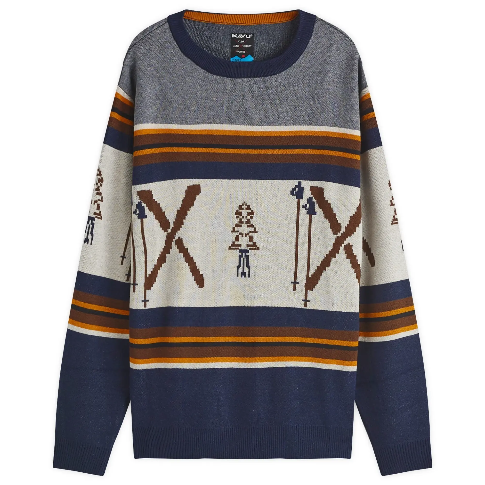 KAVU Men's Highline Jacquard Crew Neck Jumper Day Ski