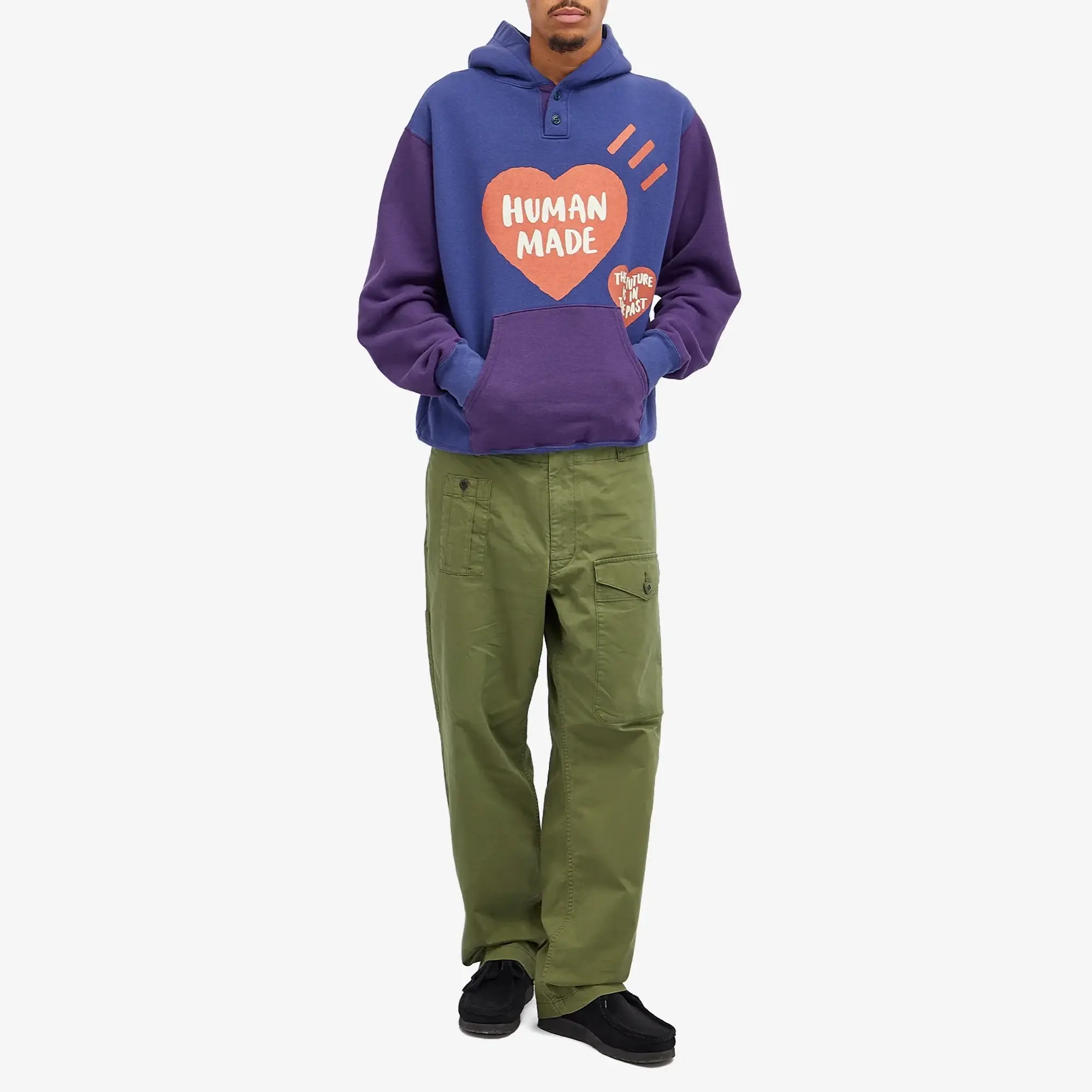 Human Made Men's Colorblock Hoodie Navy