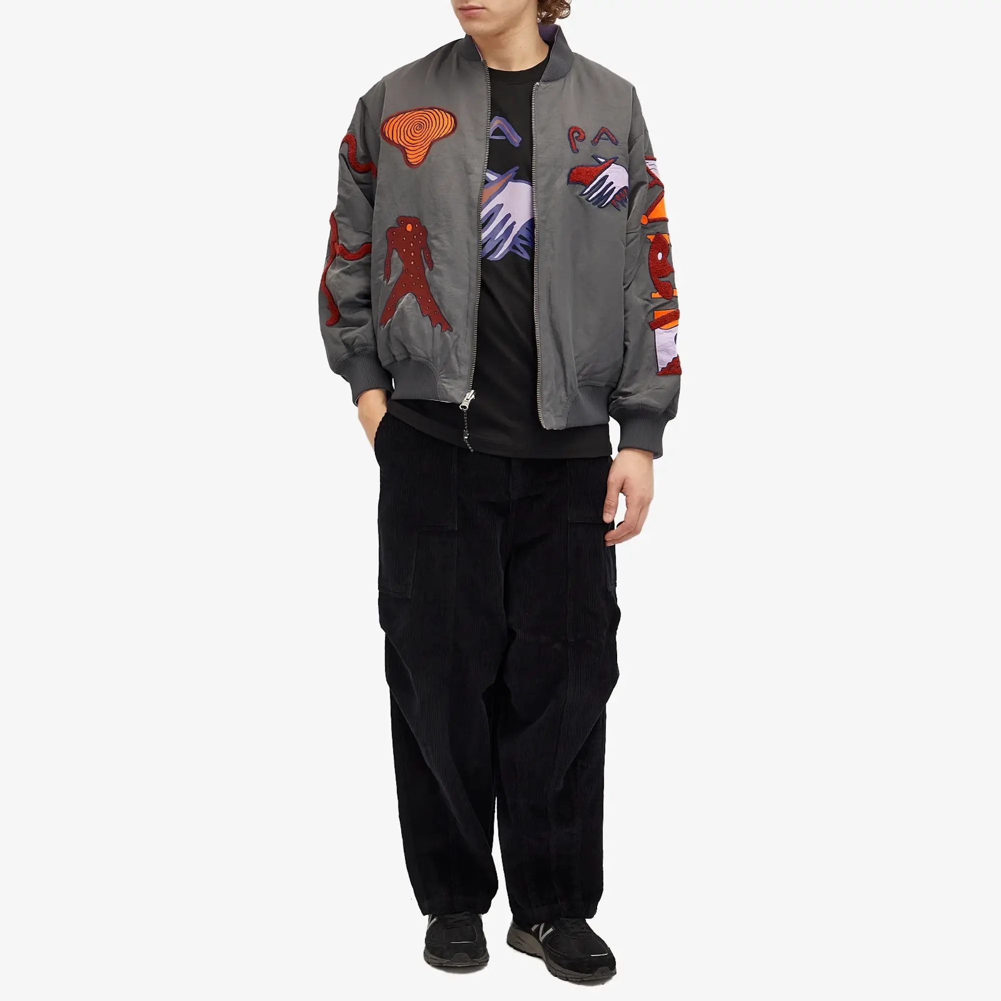 P.A.M. Men's Marking Reversible Bomber Jacket Charcoal