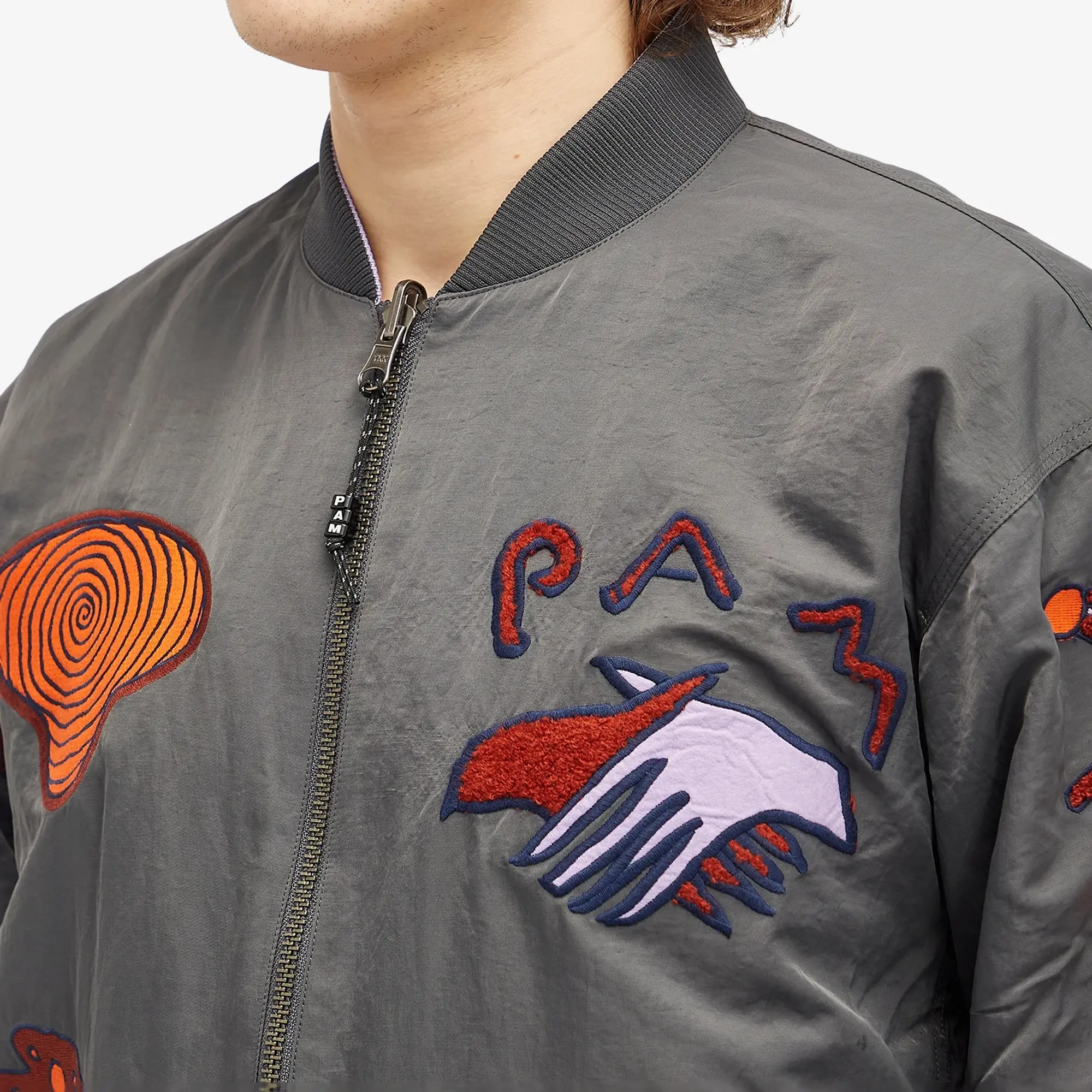 P.A.M. Men's Marking Reversible Bomber Jacket Charcoal