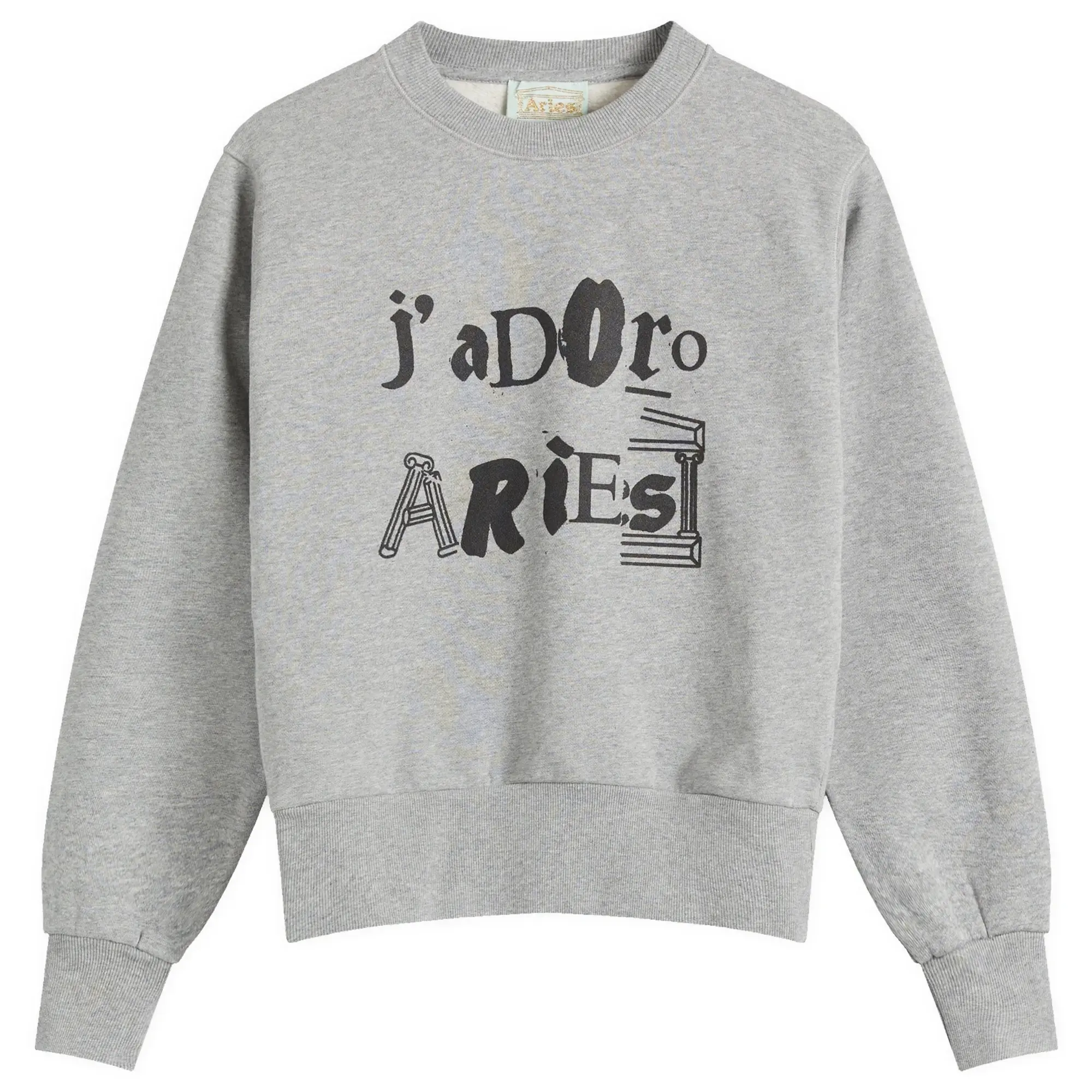 Aries Women's Baby Fit J'Adoro Sweatshirt Grey Marl